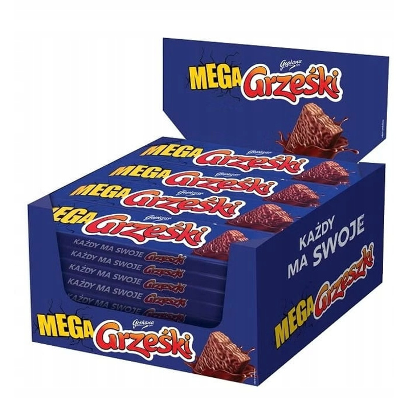 Image of Grześki Mega Waffle In Chocolate, 48 G X 36 Pieces (**note:** Since The Original Text Is A Product Name With Specifications, It Should Remain Unchanged In The Translation.)