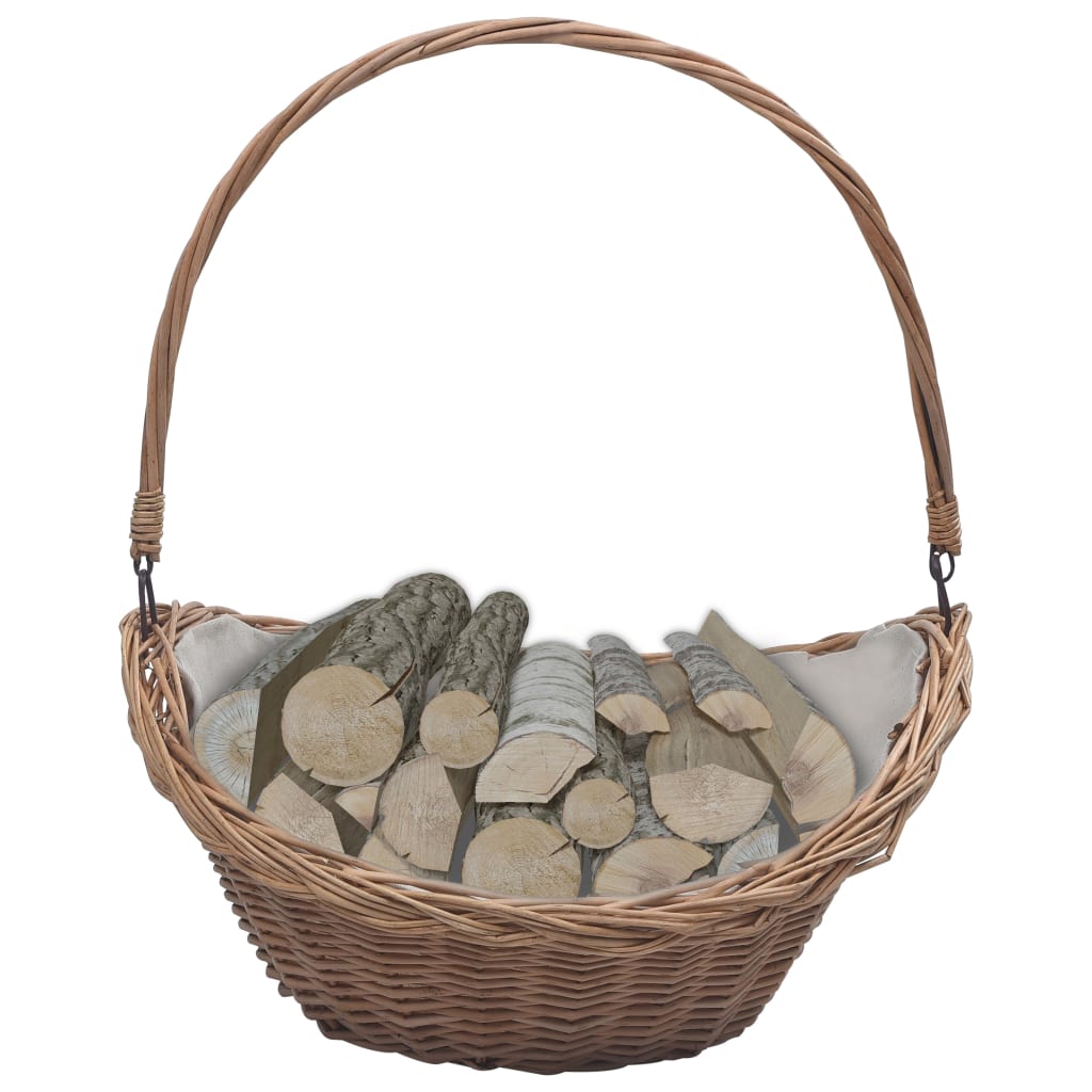 Vidaxl Wooden Basket With Carrying Handle 57 × 46 × 52 Cm Brown Willow