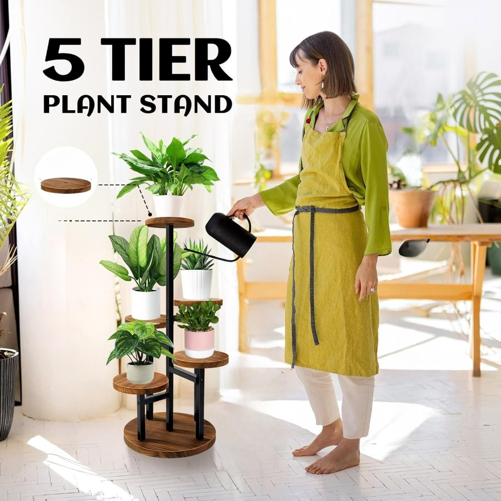 TEMU 5 Tier Plant Stand Indoor Outdoor, Nordic Metal Plant Pot Stands Flower Shelf For Multiple Plants, Plant Holders Rack Stand For Garden Balcony