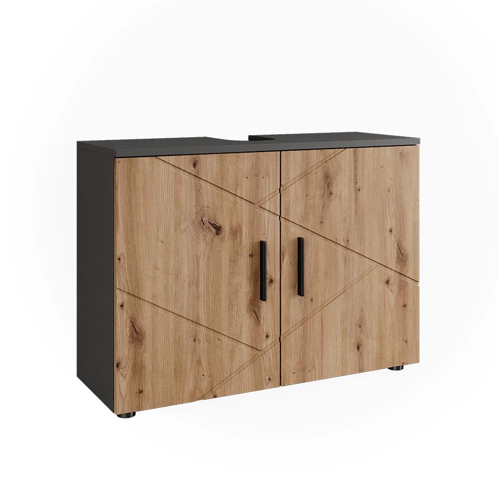 Image of Irma / 80 X 59 Cm Washbasin Cabinet With 2 Doors, Bathroom Furniture For Washbasin, 16 Mm Bathroom Cabinet, Spanplatte.