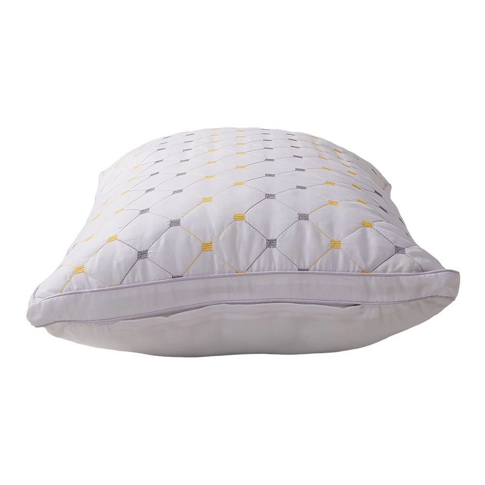 2-Pack Hotel Quality White Double-Border Pillow Insert (74x48cm) | 1000g Premium Polyester Fill for Luxurious Bed Decor, Starry Embroidered Pattern, Zips Closure, Comfortable & Breathable Home Sleep Pillows for Side/Back/Stomach Sleeper, 74*48cm
