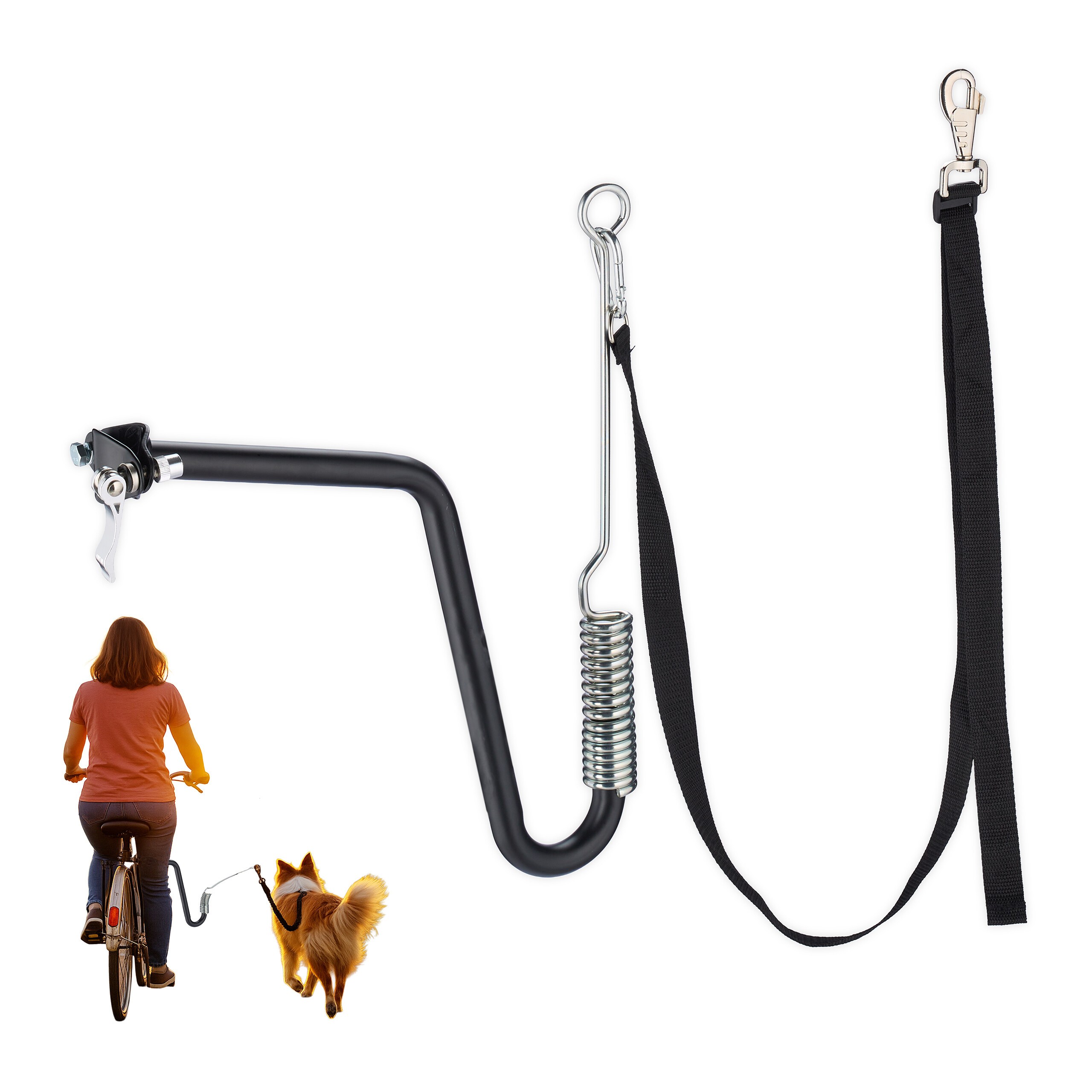 E-shop Hunde-Fahrradleine in Schwarz/ Silber