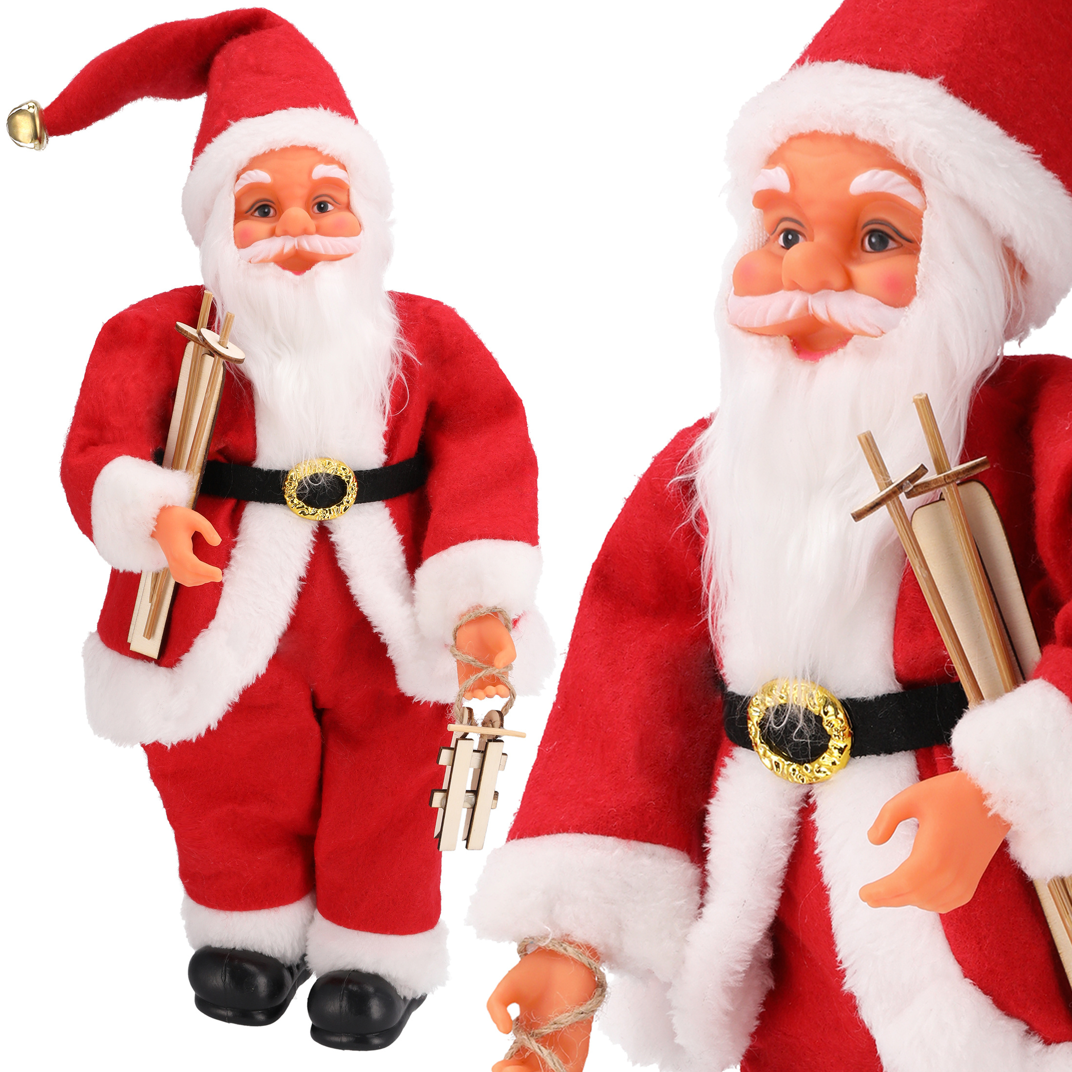 Image of Figure Of 40 Cm - Scandinavian Christmas Decoration With A Bell, Sleigh And Skis - Interior Decoration Element And Ideal Gift For Christmas For , , And For The Office Or Shop.