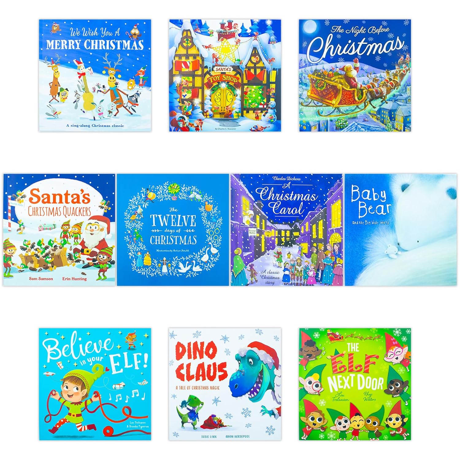 TEMU Santa's Big Pack Of Christmas Stories 10 Book Collection (christas Carol, Baby Bear, The Elf Next Door, Dino Claus, The Night Before Christmas,
