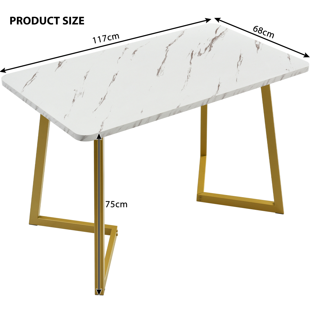 Image of 117x68cm Dining Table (1-piece), Dining Table With Luxurious Marble Look & Legs, Mdf Material For Modern Interior Design