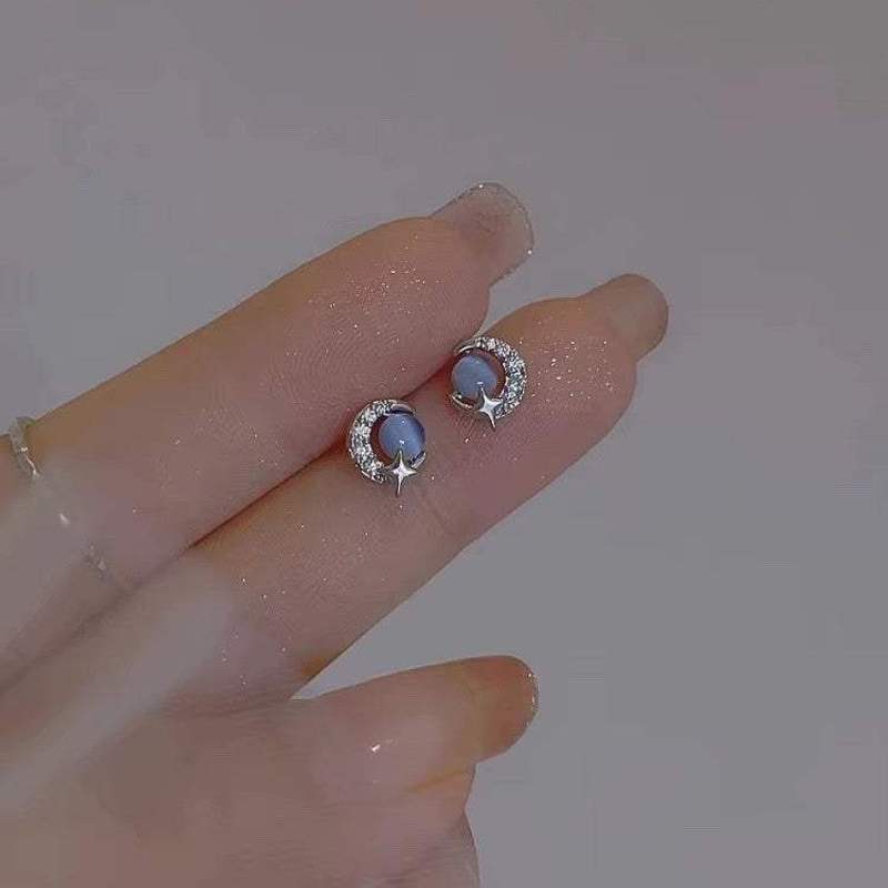 Image of Stud Earrings 925 Sterling Silver And Star Delicate Sky Women's Earrings Vipfashion797