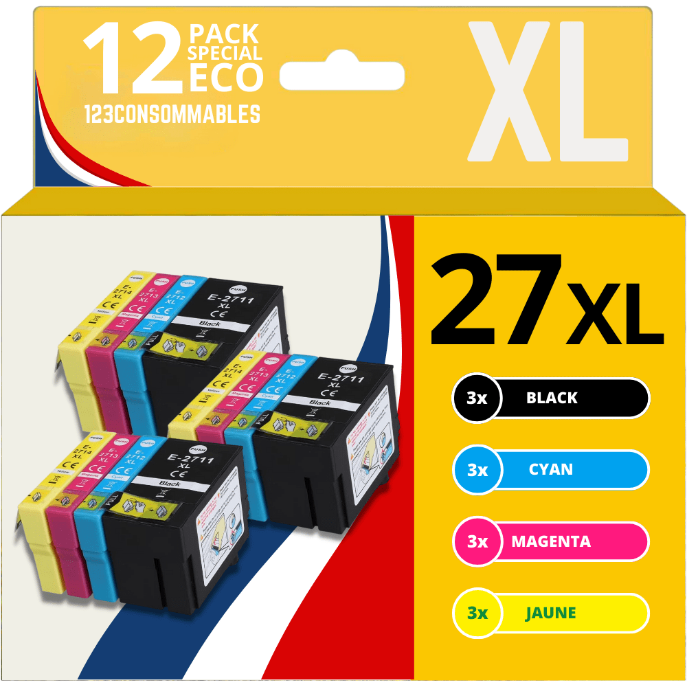 TEMU 123CONSOMMABLES - 27XL Cartouches d'encre compatible avec Epson 27 27 XL pour Epson WF 3620 WF 7720 WF 3640 WF 7715 WF 7710 WF 7620 WF 7610 WF