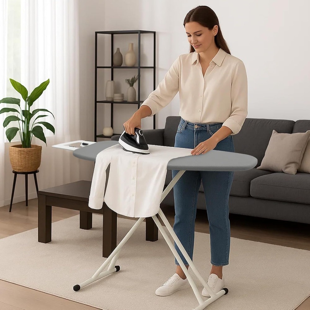 adjustable folding ironing board metal frame reinforced household ironing table portable for living room no battery required details 0