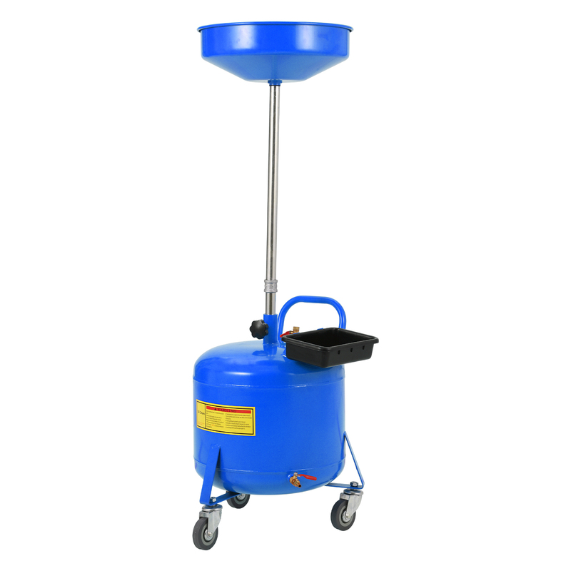 8 Gallon Air-operated Waste Oil Drain Tank – Adjustable Funnel Height, Heavy-duty Steel, Rolling Wheels, Portable Oil Drainer For Garage & Auto Repair – Blue – 8 Gallon Waste Oil Drain Tank