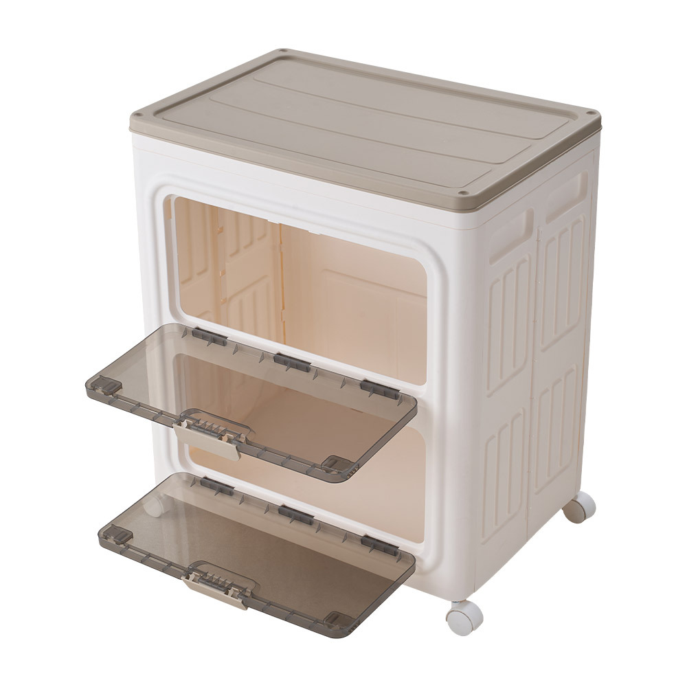 140L Stackable Folding Plastic Storage Box with 3-Way Open Design