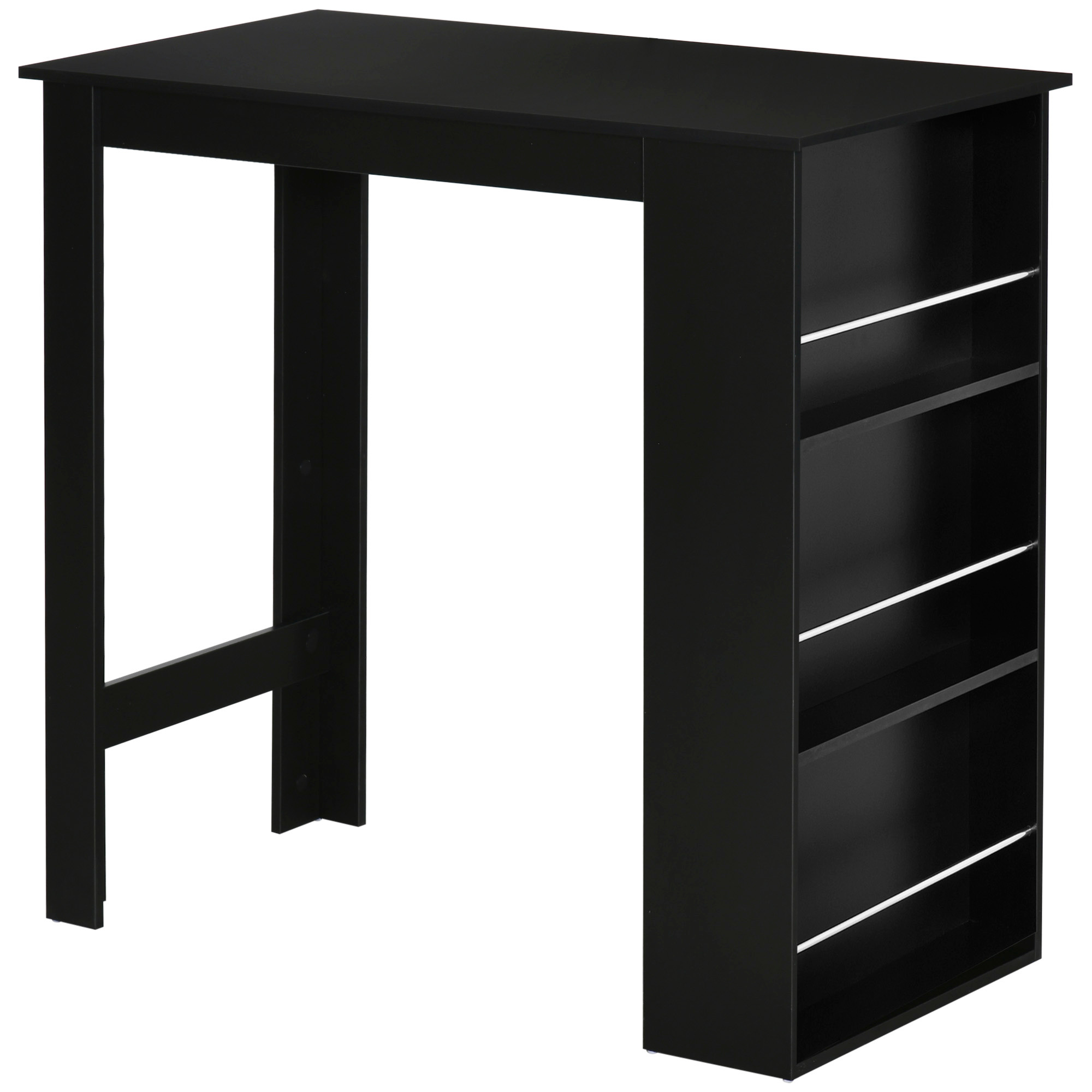 TEMU HOMCOM Table de bar table haute de cuisine mange- comptoir - dim. 112L x 57l x 106H cm - 3 étagères - noir