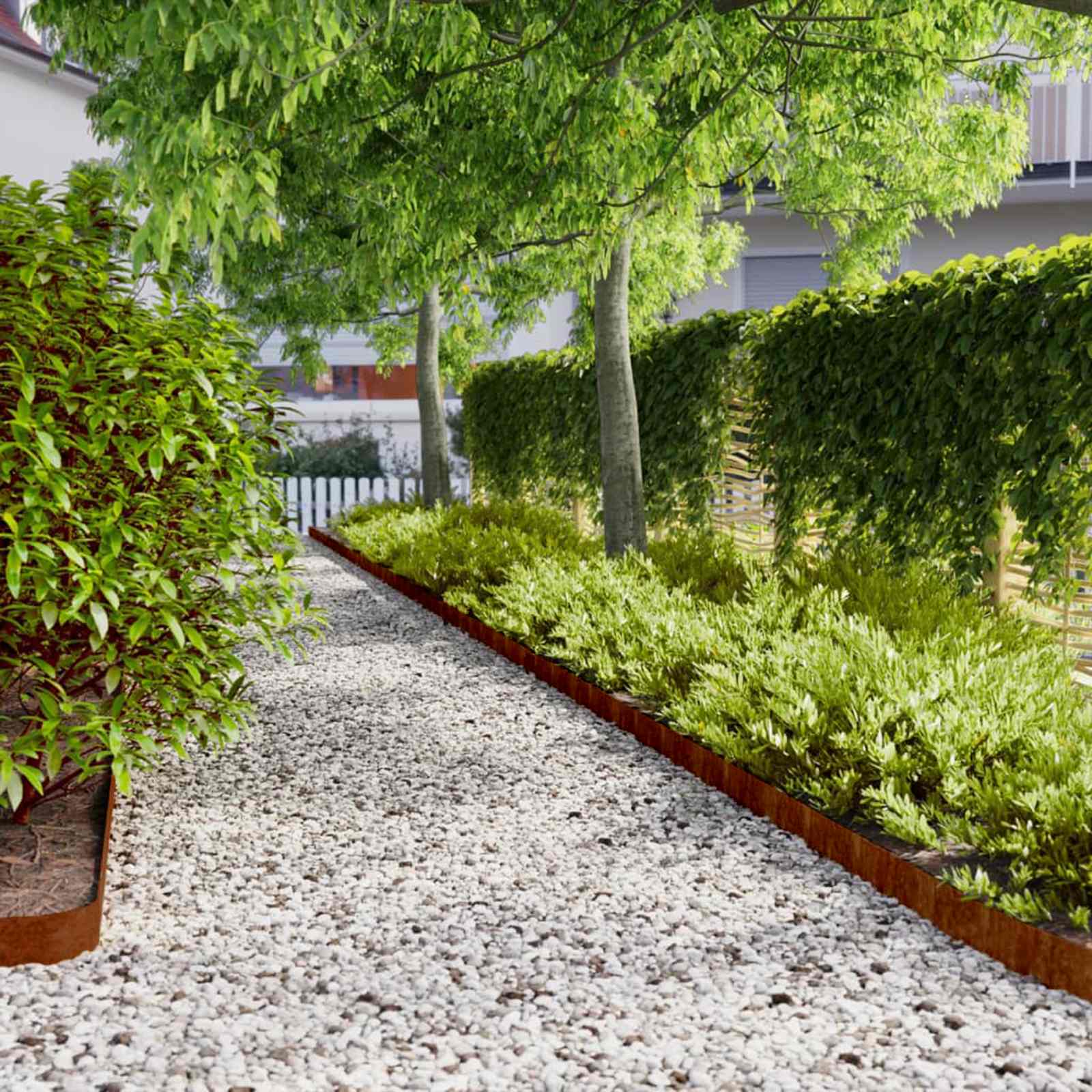 Image of Lawn Edging, 10-piece Set, 10x103 Cm, Flexible Corten Steel, For Garden And Terrace, Modern Right-angle , Weatherproof, Flexible Decoration, Lawn Border