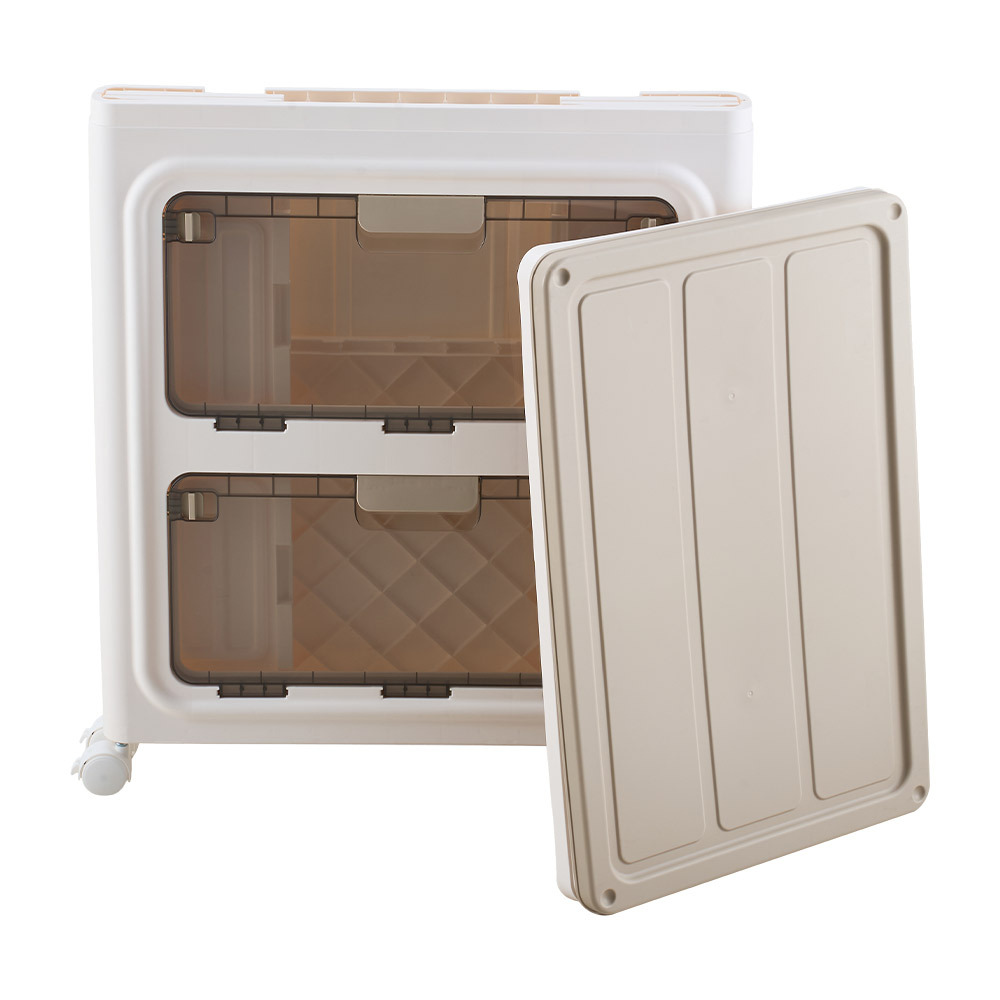 140L Stackable Folding Plastic Storage Box with 3-Way Open Design