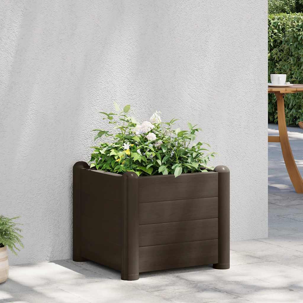 Image of Vidaxl Garden Raised Bed Flower Box Planter Vegetable Bed Bed Cold Frame Planting Bed Flower Pot Planter Pp Mocha 43x43x35cm
