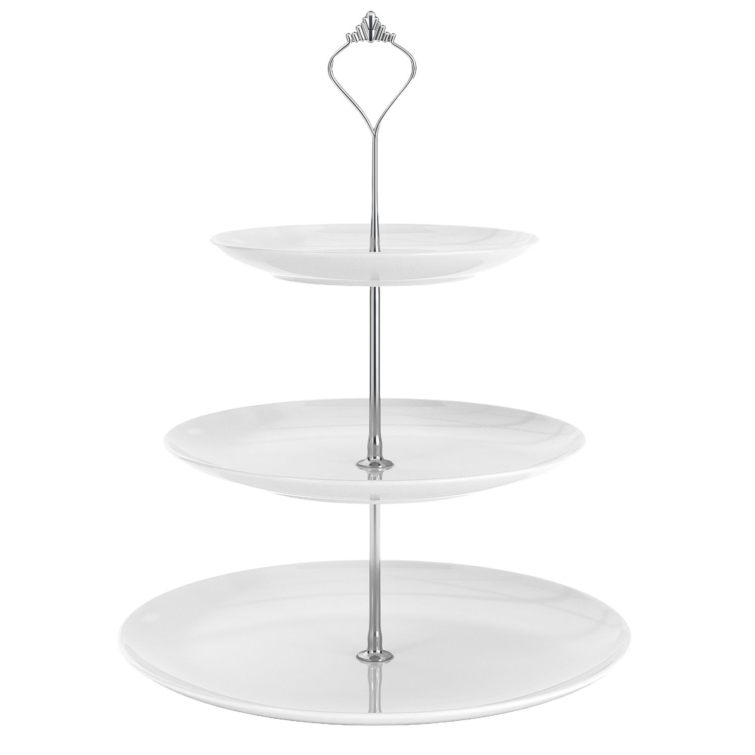 Porcelain Cake Stand Set Of 3 - 15.5 / 20.5 / 27 X 37 Cm Cake Display Stands For Cakes, Muffins, Fruit, And More