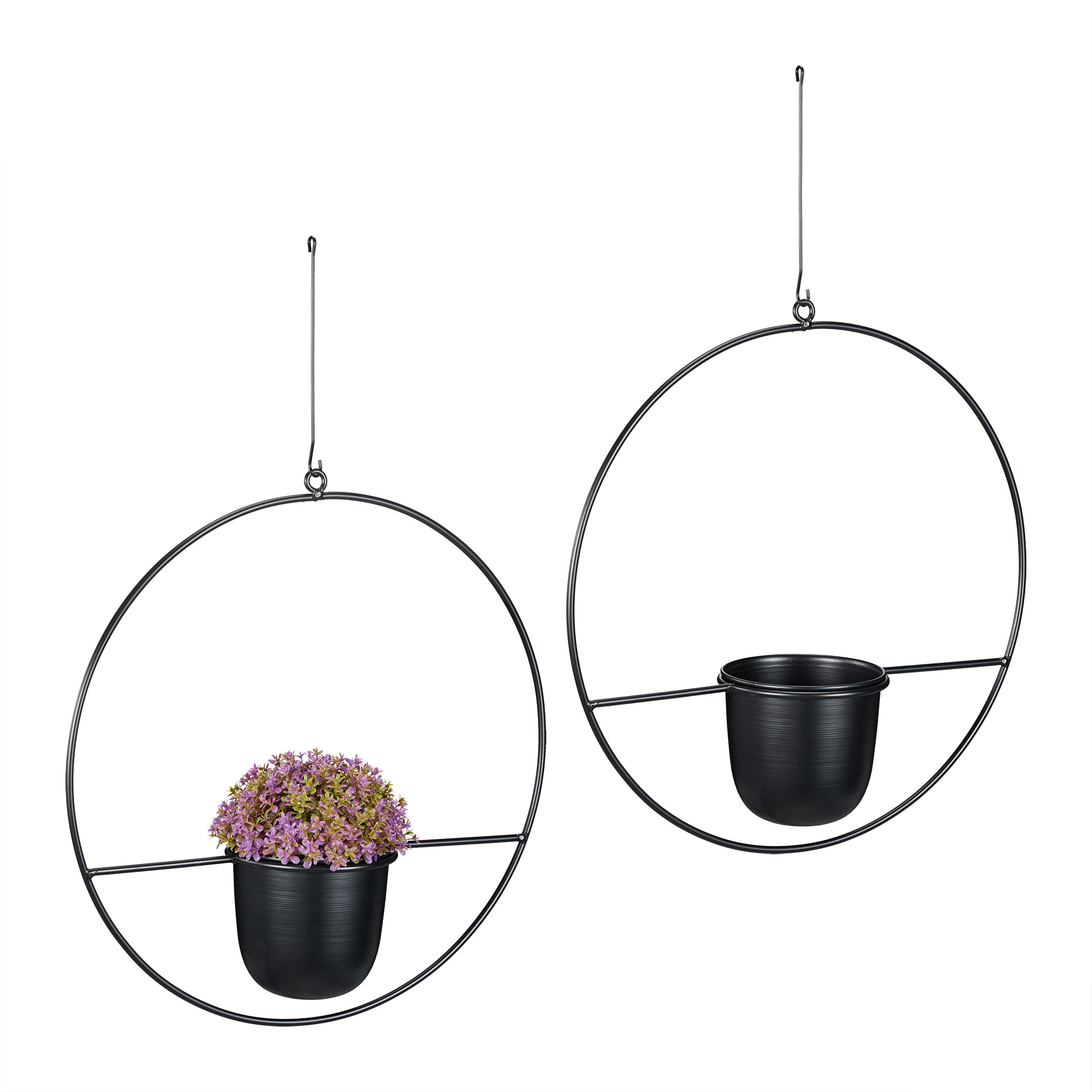 2 X Flower Pot In Black - Ø 34.5 Cm