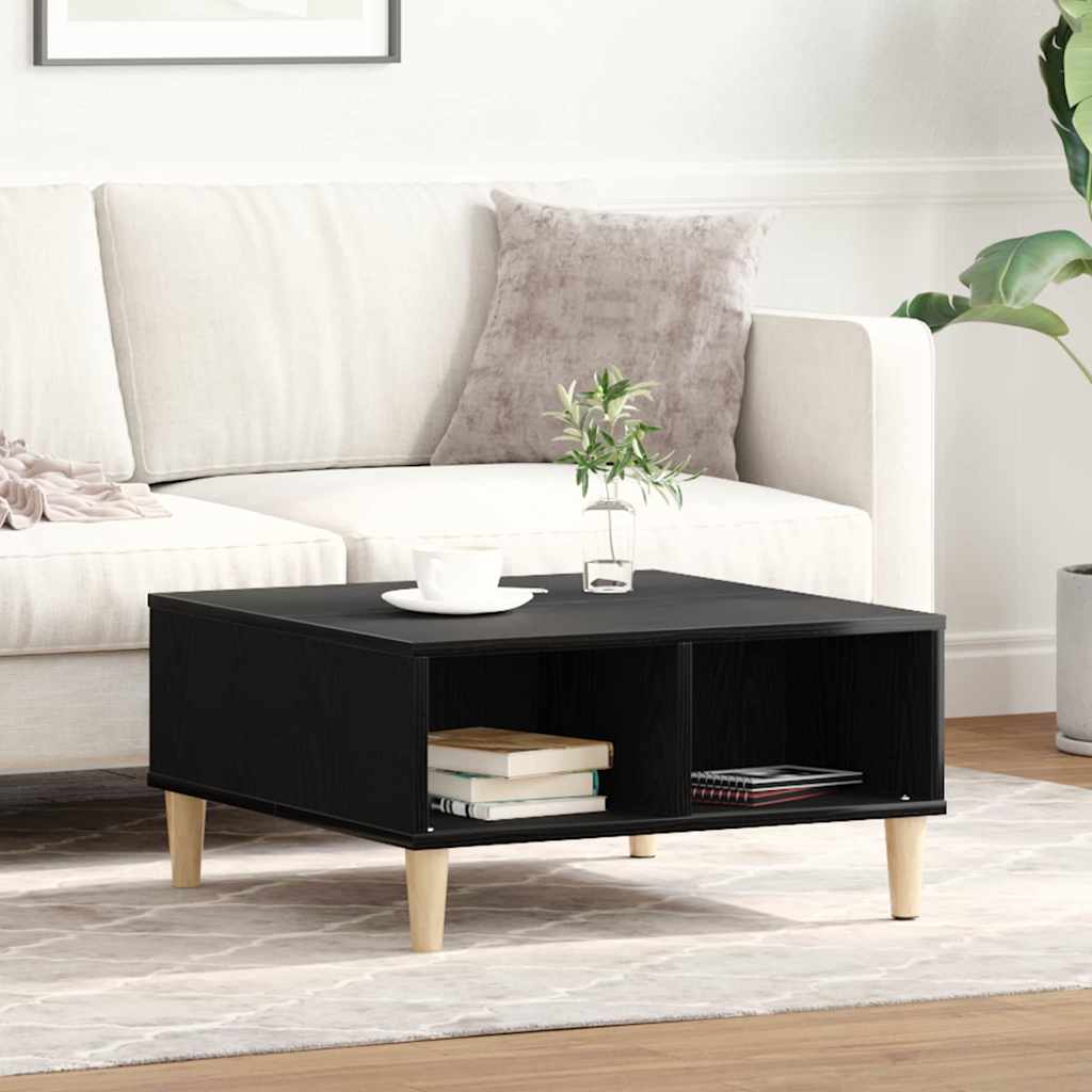 Vidaxl Coffee Table In With Textured Surface, Solid Wood, Of Storage Space For Living Room, For Indoor, Conical Brown Legs, Elegant