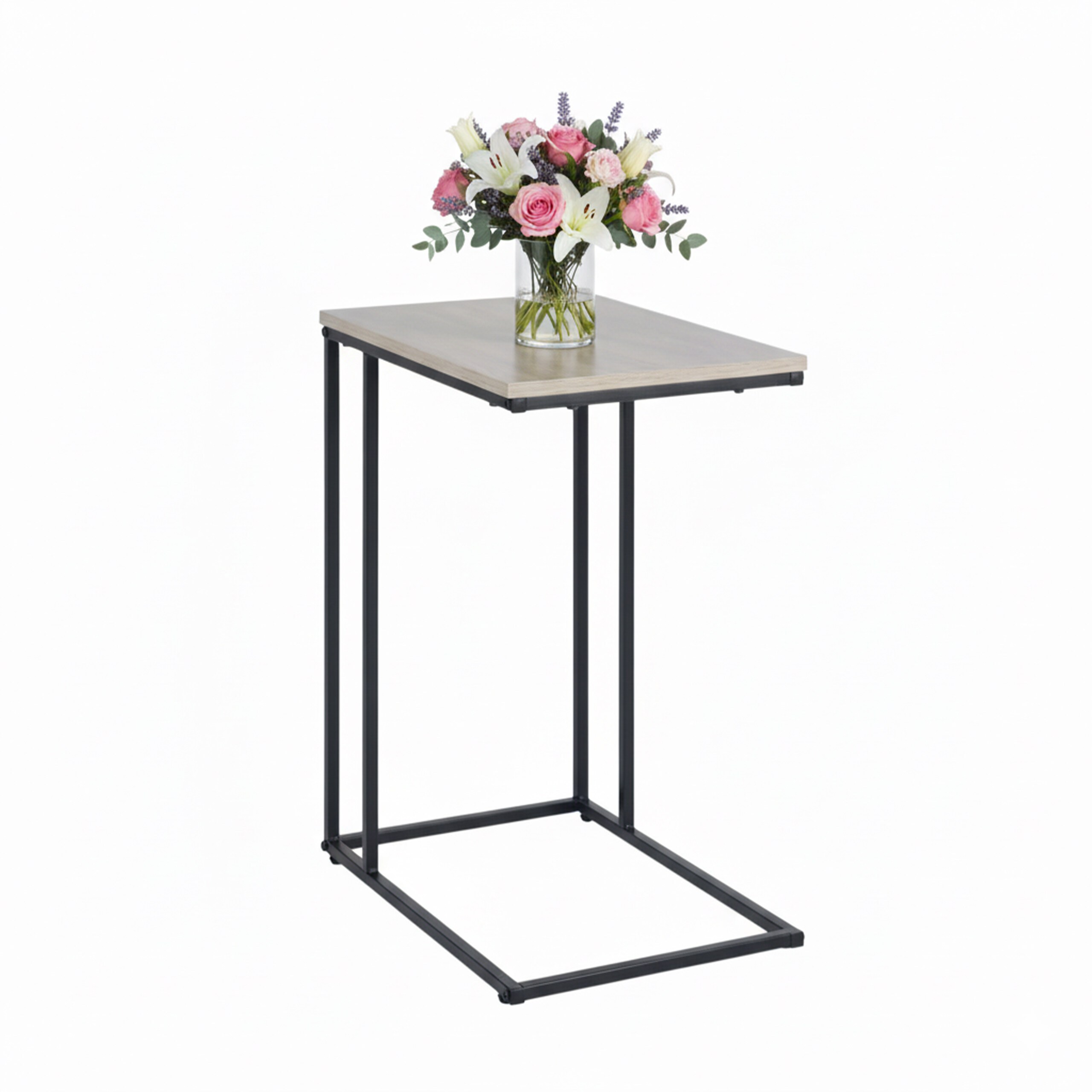 TEMU Side Table In Black/natural - (w)50 X (h)64 X (d)35 Cm