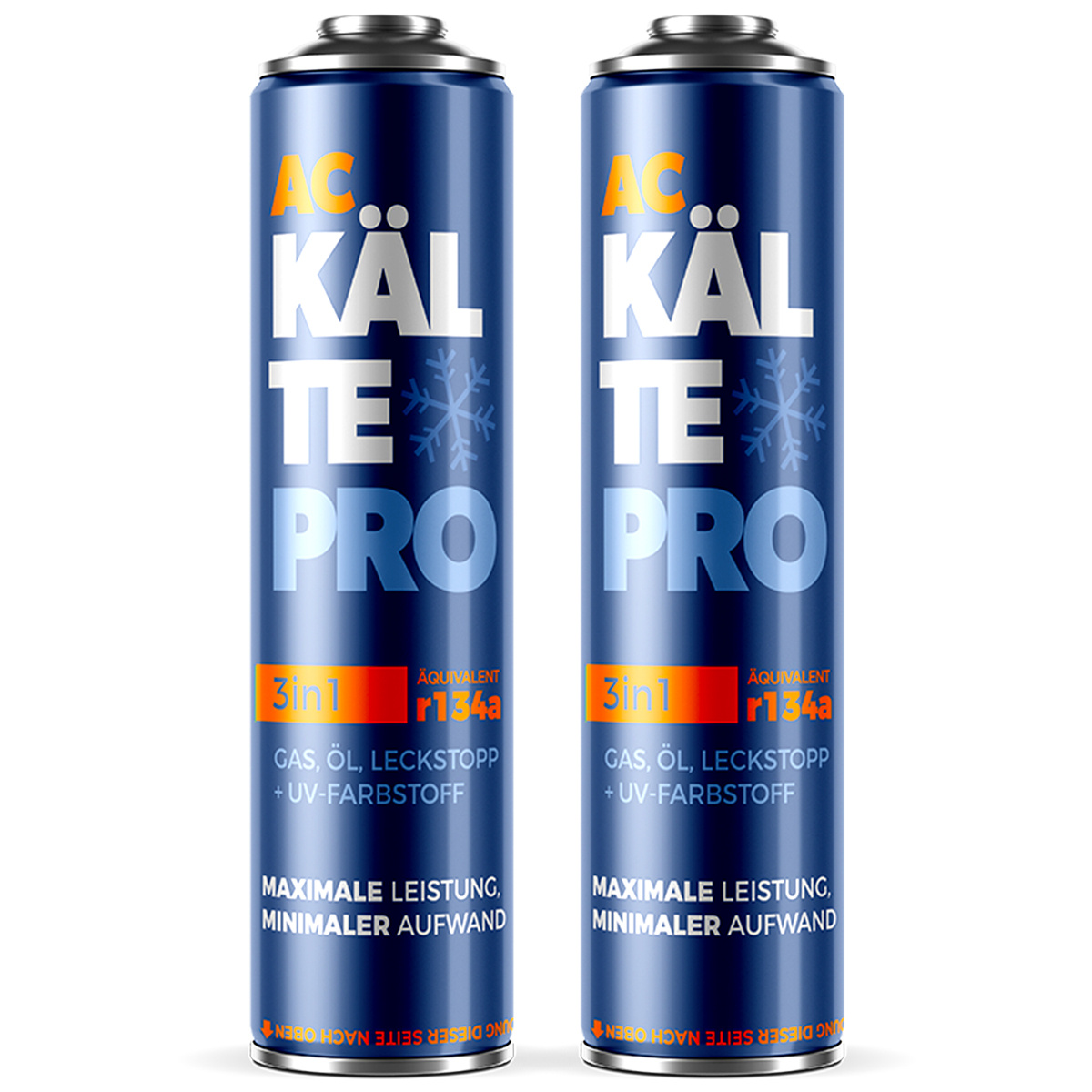 E-shop Set mit 2X 3W1 R134A 292G KALTEPRO Kältemittel für Klimaanlagen, Öl, Dichtstoff, Effizienz von 755G traditionelles Kältemittel, Selbstbedienung,