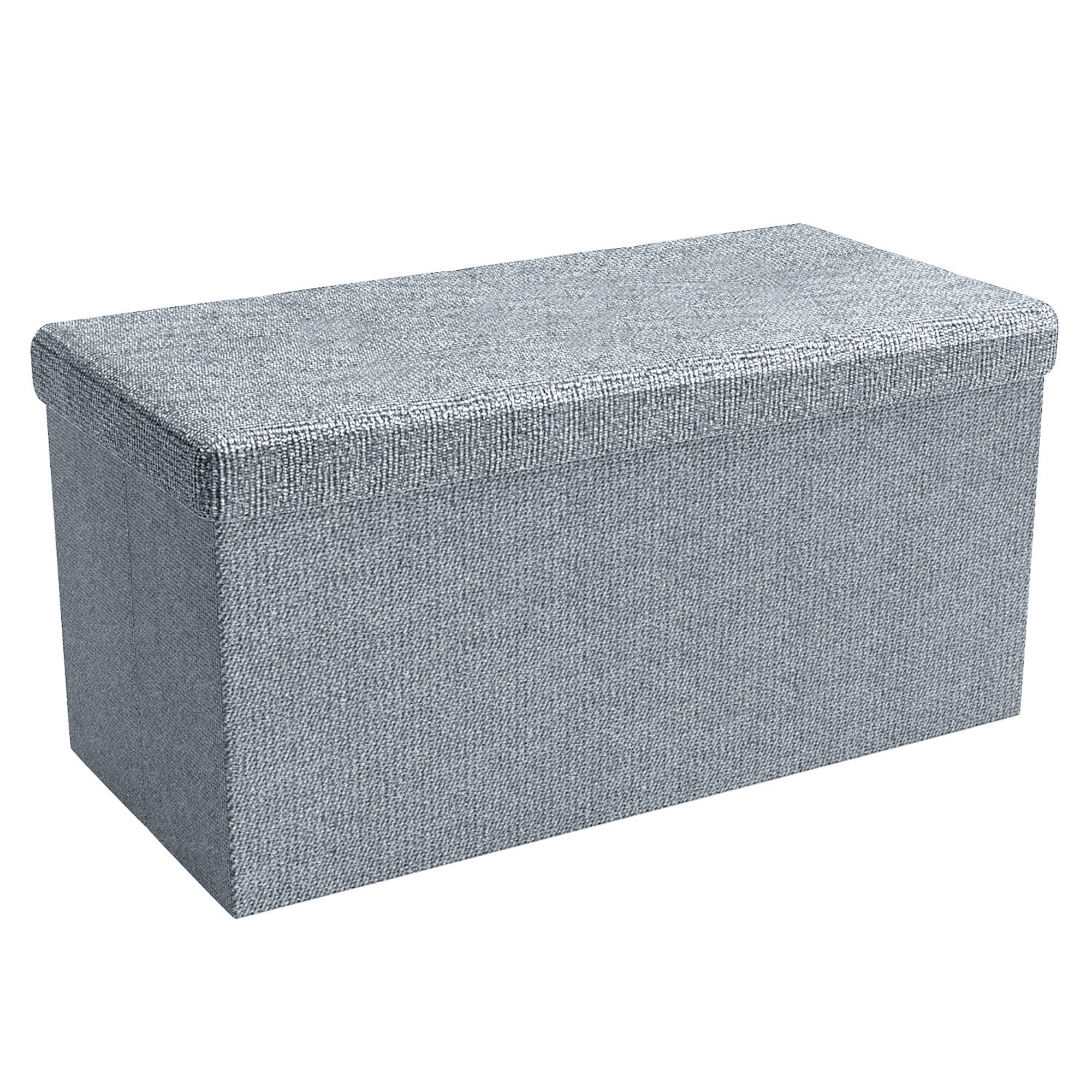 Intirilife Foldable Bench 78x38x38 Cm Stool Cube With Storage And Lid In Linen Look Fabric - Sitzcube Footrest Storage Box Chest, , Multifunctional Storage, Durable Cardboard And Fabric