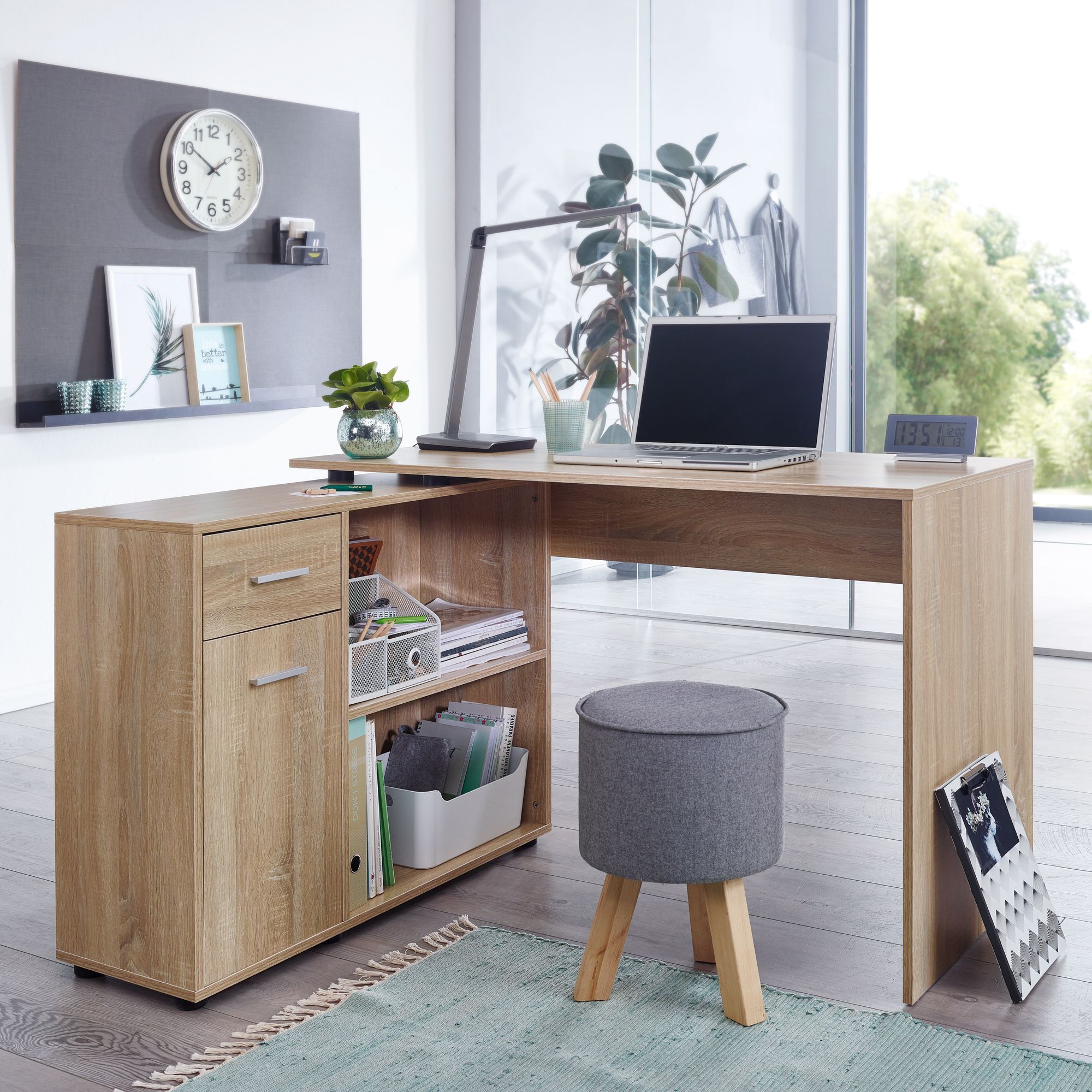 Design Writing Desk With Shelf 120 X 75.5 X 106.5 Cm, Desk, Computer Table Home Office