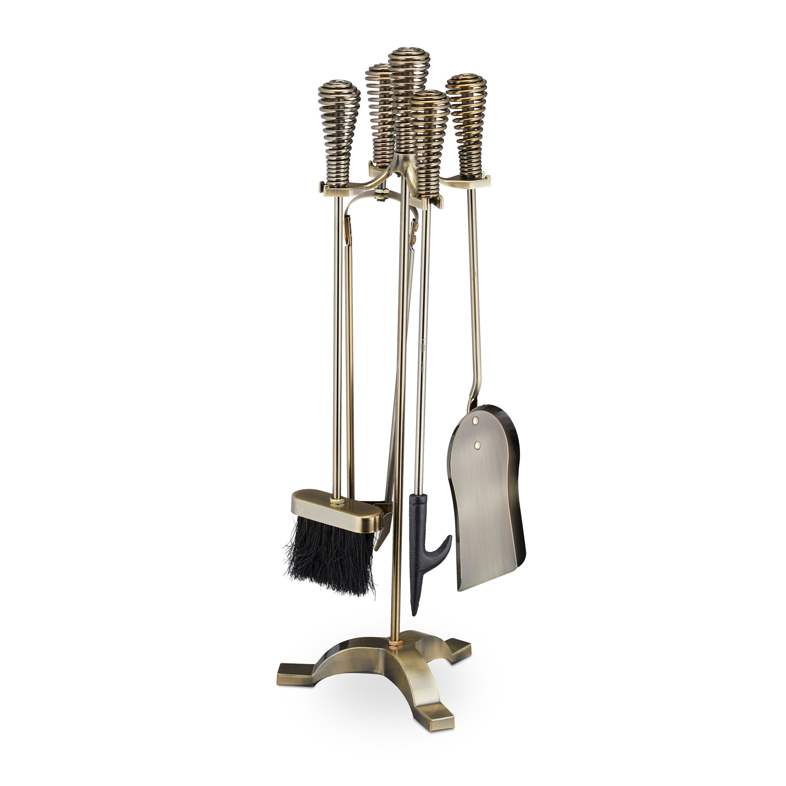 TEMU Set 5 pezzi, 64 x 22 x 20 cm, acciaio con setole in plastica, , utensili da 50 cm ciascuno, supporto da appendere, per camini, e focolari,