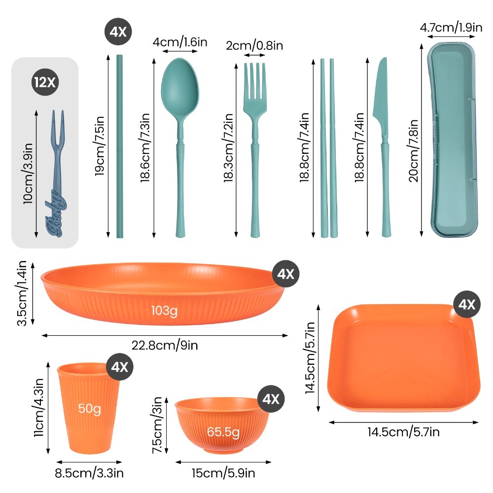 52-Piece Colorful Kitchen Supplies Set for Camping & Parties