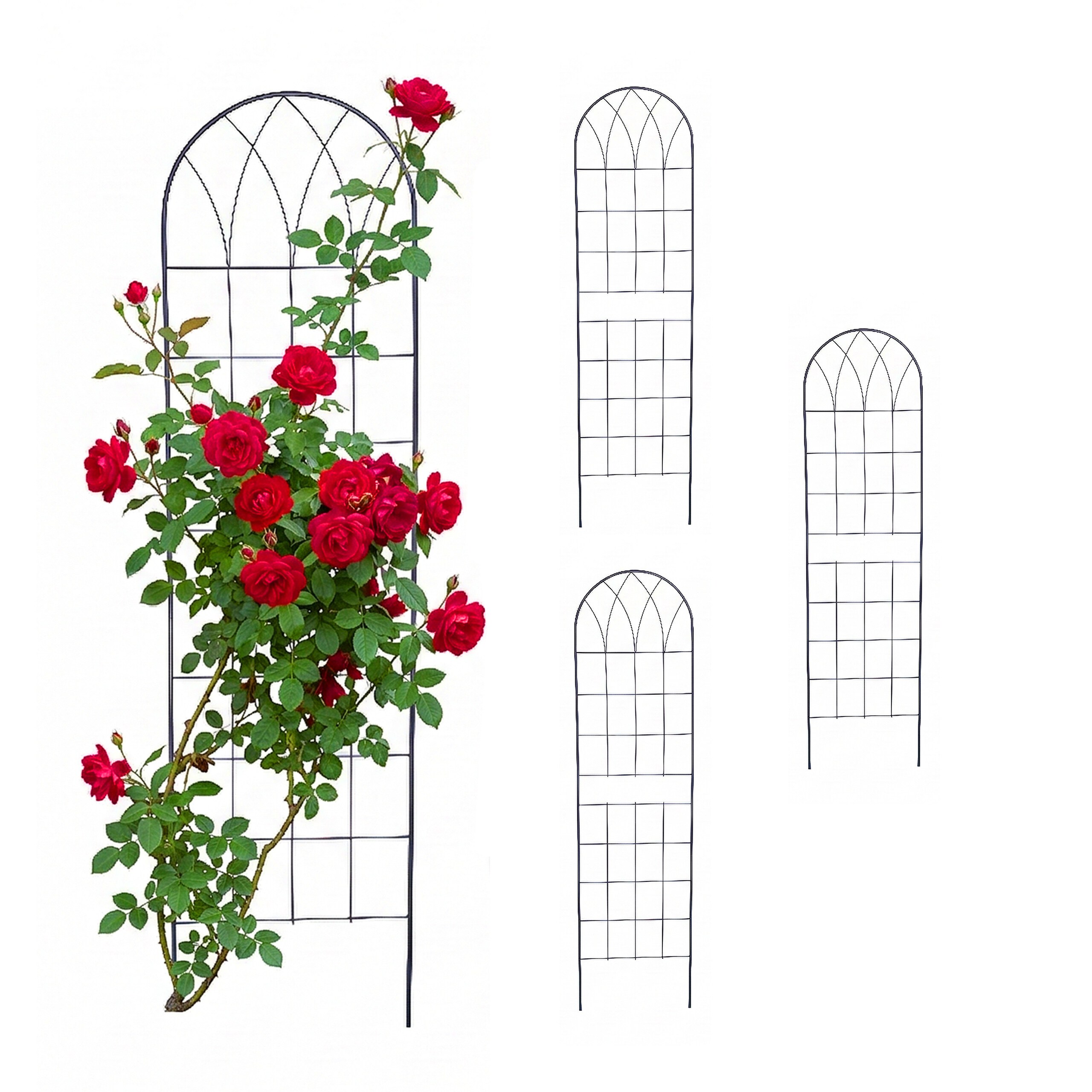 4 X Black Trellises - (w)40 X (h)150 Cm