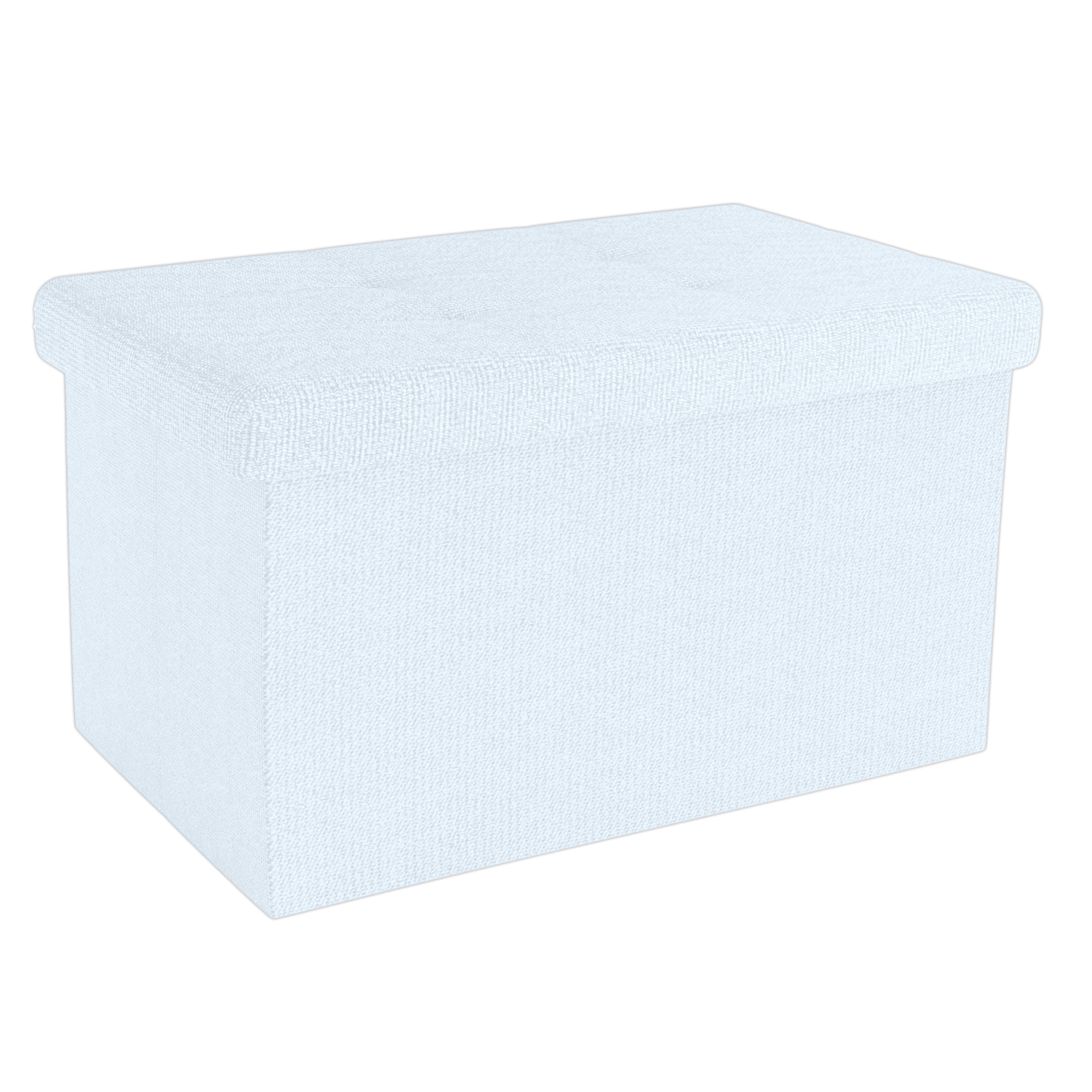Intirilife Opvouwbare Zitbank 49x30x30 cm, Stoffen Krukblok met Deksel en Opbergvak, Ingekeepte Zitblok Voetensteun, Opvouwbare Opbergkist Krukblok