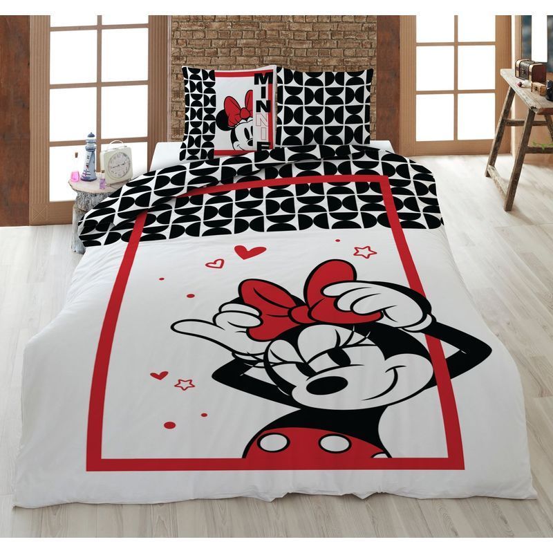 Bedding Set, White And Red, 135 X 200 Cm, 80 X 80 Cm