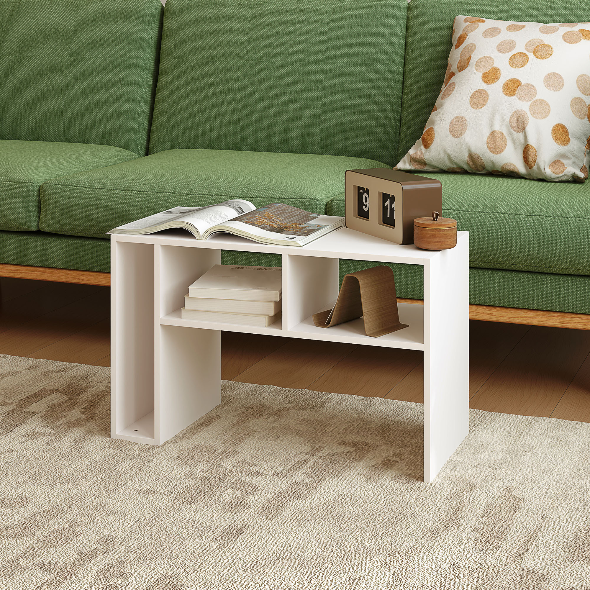 Image of Side Table Nightstand With 4 Shelves, Casters, Sofa Table, Living Room Table Laptop Table For Living Room Bedroom 40 X 30 Cm White