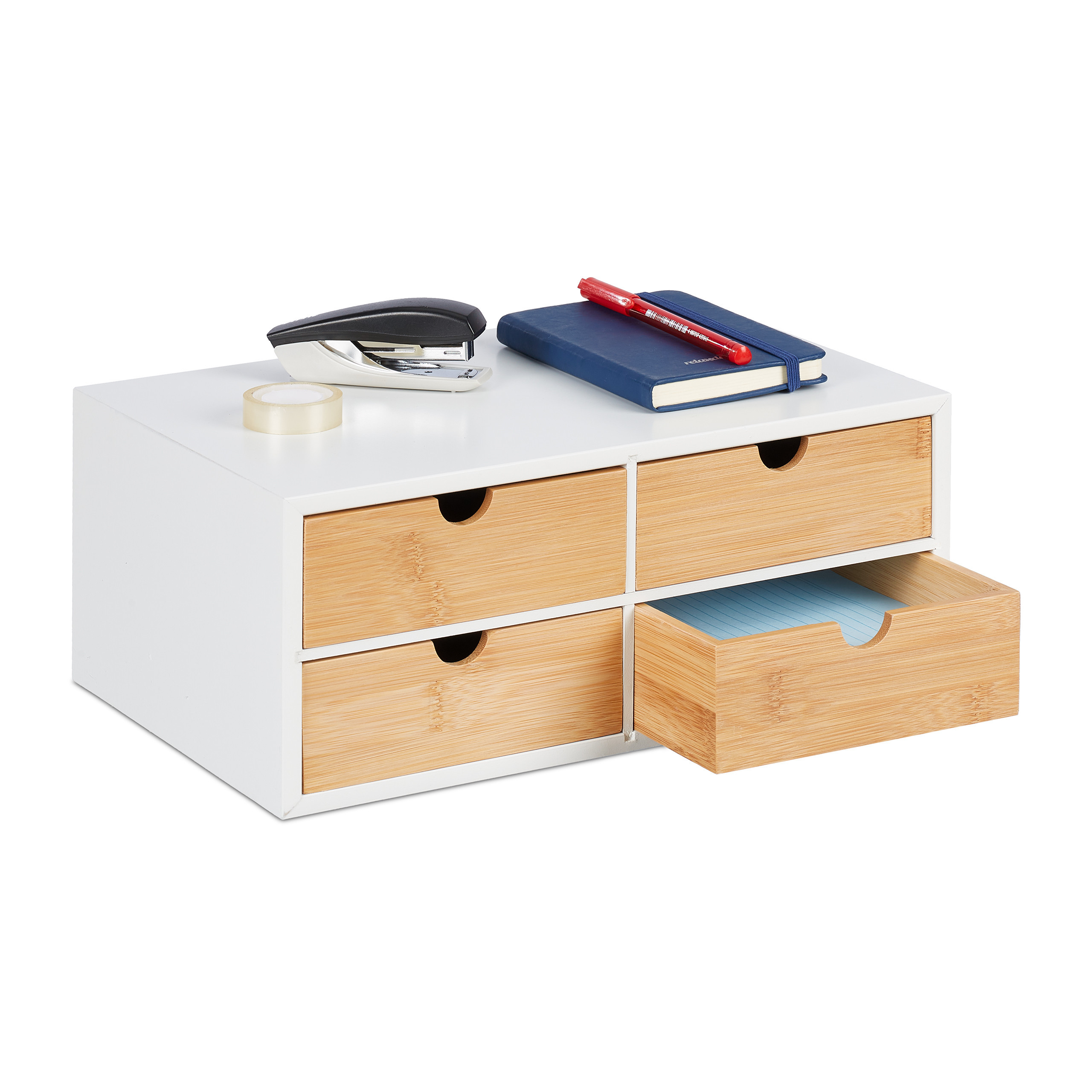 Desk Organizer In White/natural - (w)33 X (h)14 X (d)21 Cm