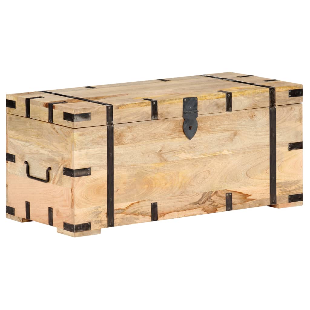 Vidaxl Mango Wood Solid Chest Trunk Bench Seat Bench Floor Bench Wooden Chest Storage Box Wooden Box 90x40x40cm
