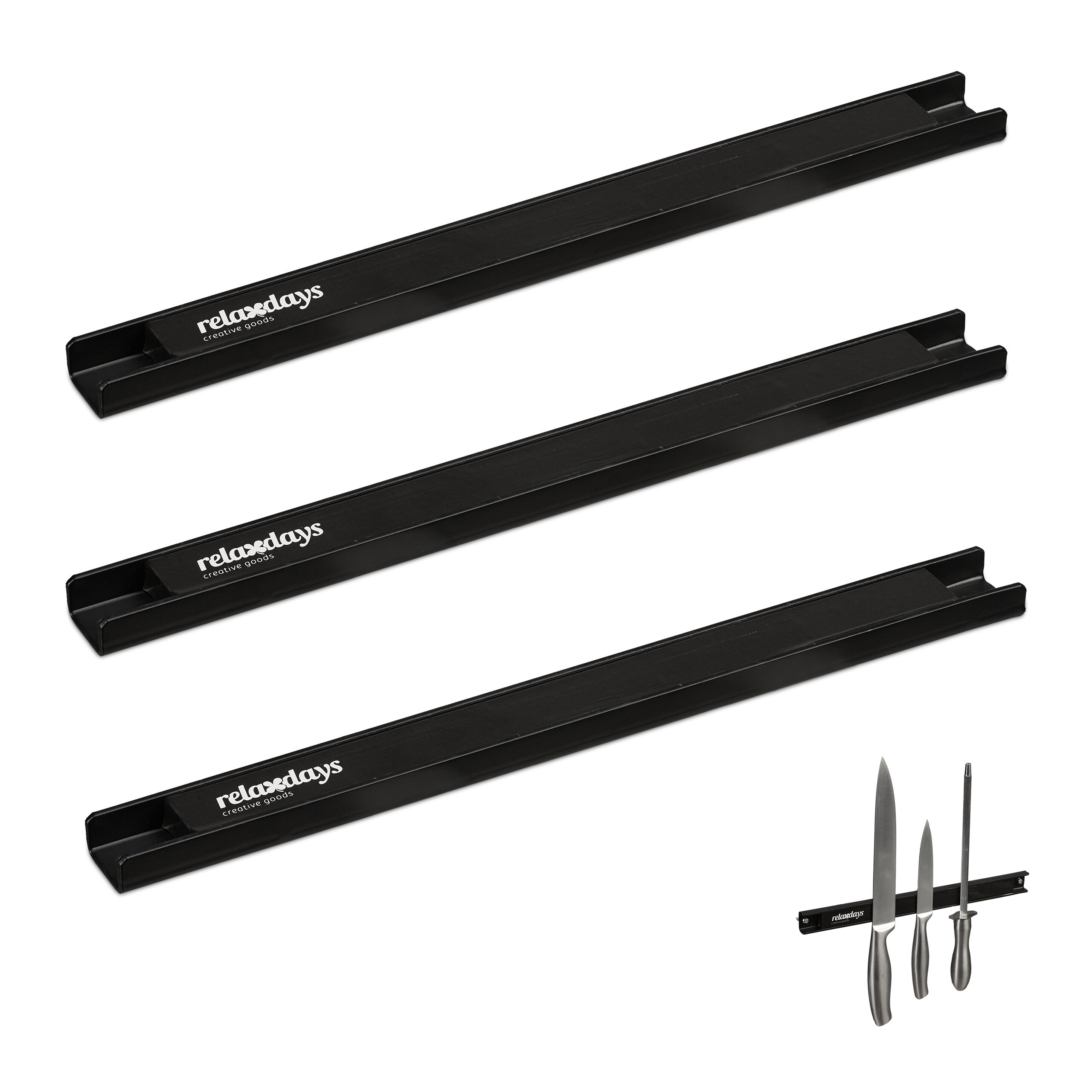 TEMU 3-pack Black Magnetic Strip - 30 Cm