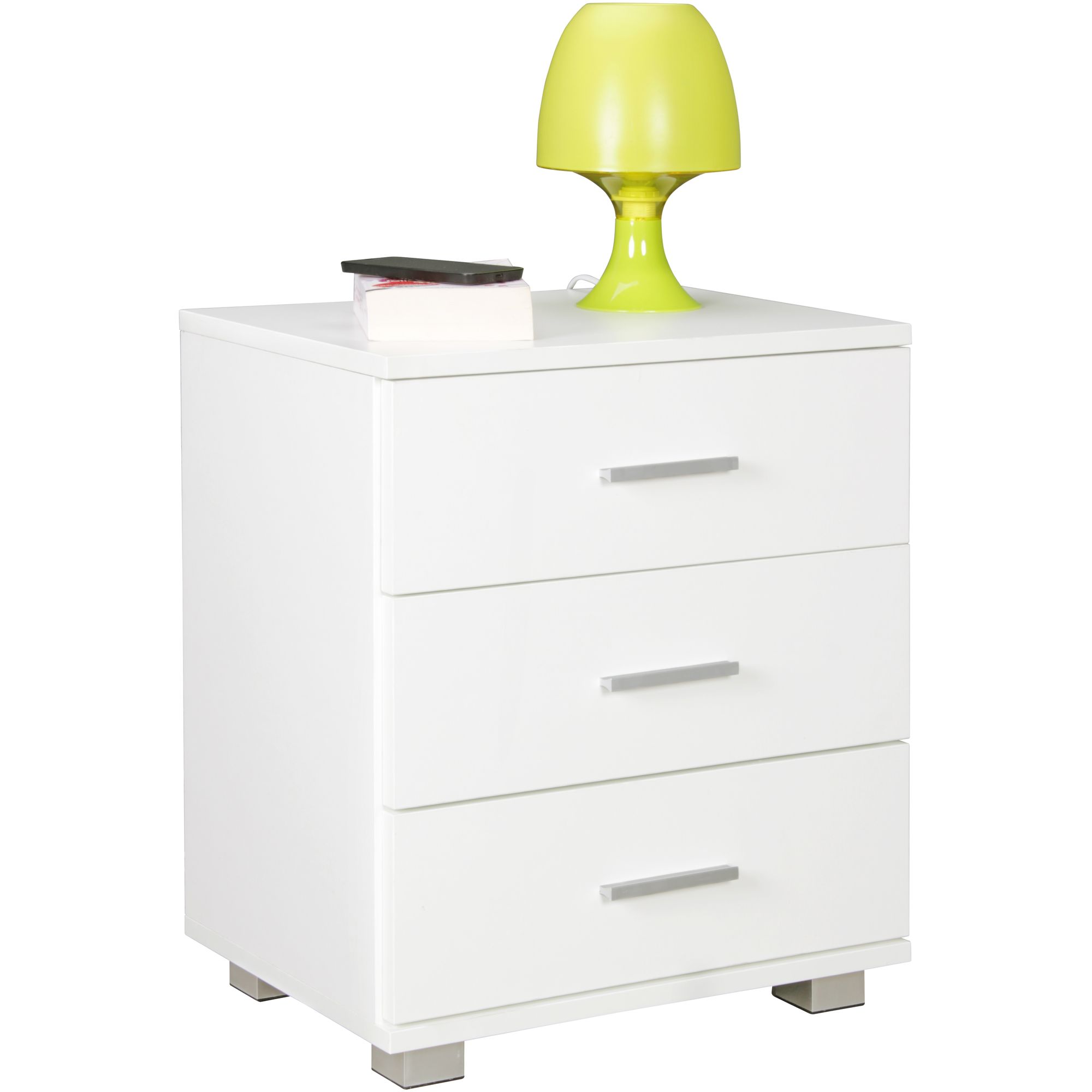Image of Night Console Latina With 3 Drawers In Wood Modern, B X H X T: X 54 Cm X , Design Nightstand With Feet, Nako - Night Table Dresser, Night Cabinet