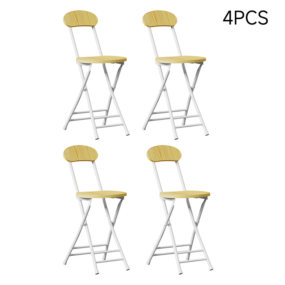 TEMU Natural Foldable Portable Kitchen Chair With X-shaped Metal Legs, Indoor/ Outdoor Furniture For Dining Room, Garden, Yard, Patio - Space-saving