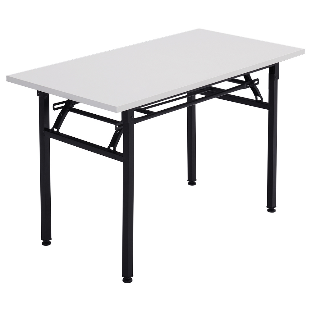 TEMU Folding Rectangular Computer Desk 80×40cm, Space Saving Foldable Writing Table With Heavy Duty Black Metal Frame, Portable Long Work Table For