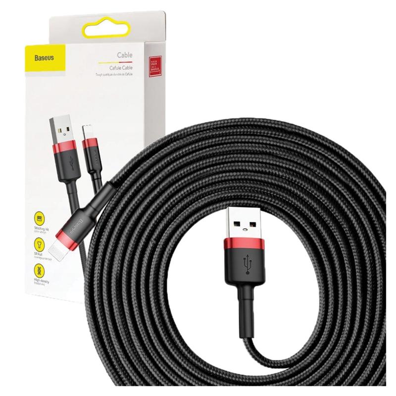 Lightning Usb Baseus Cafule 2a Cable - Fast Charging And Data Transfer, Durable Material, Red-black, Compatible With Iphone, Ipad And Other Lightning Devices.