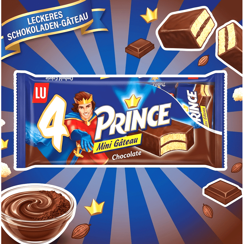 Image of Lu Prince Mini Cake 4 × 30 G (120 G) – Biscuit Cake With Milk Chocolate Coating