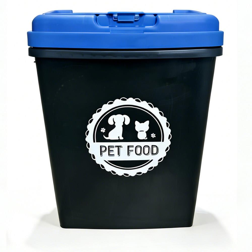 TEMU 40l Pet Food Storage Container Airtight With Lock – Holds 15kg Dry Food, Plastic Food Dispenser Bin With Scoop For Bird Fish Food Black/grey