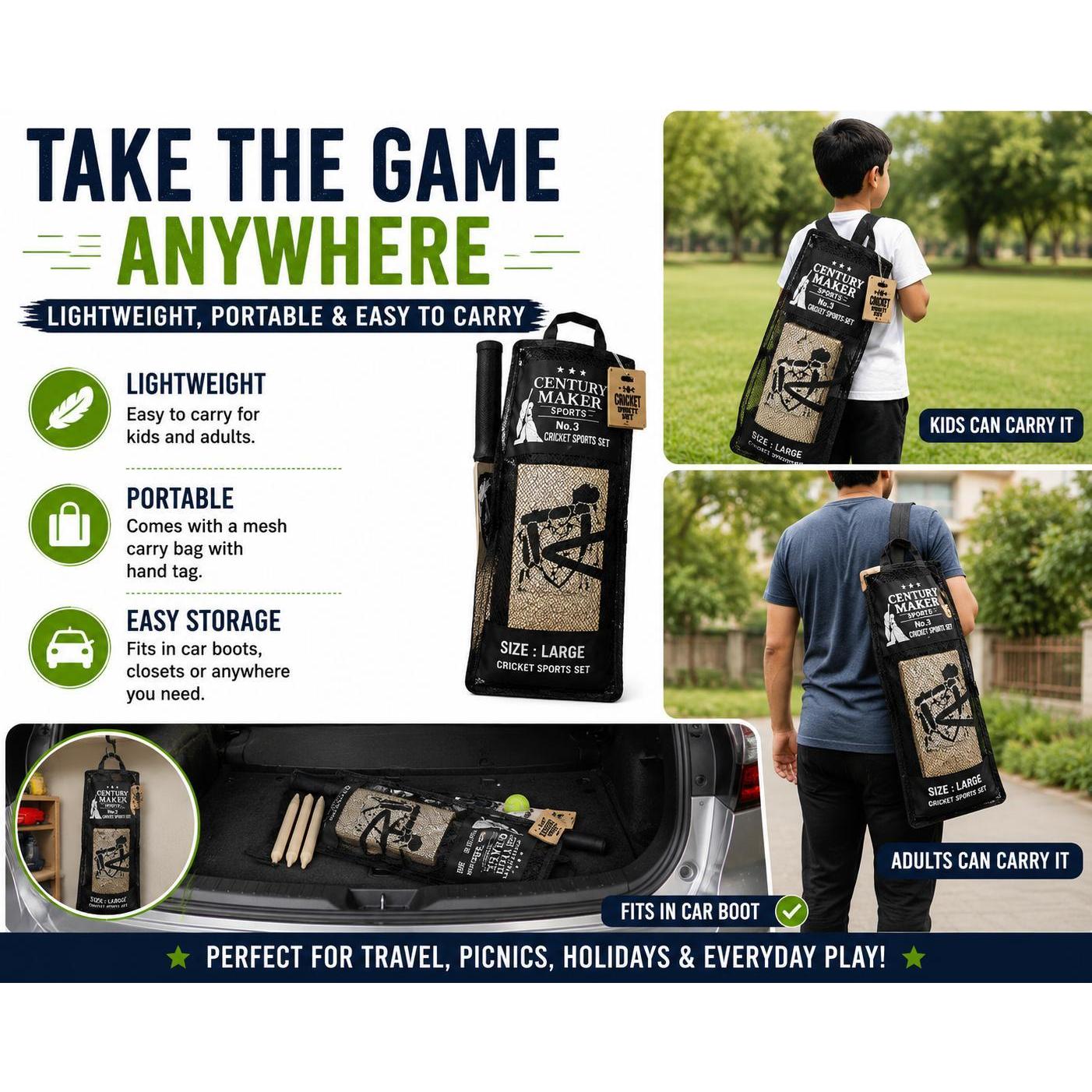 No 5 Complete Cricket Sports Set with Carry Bag