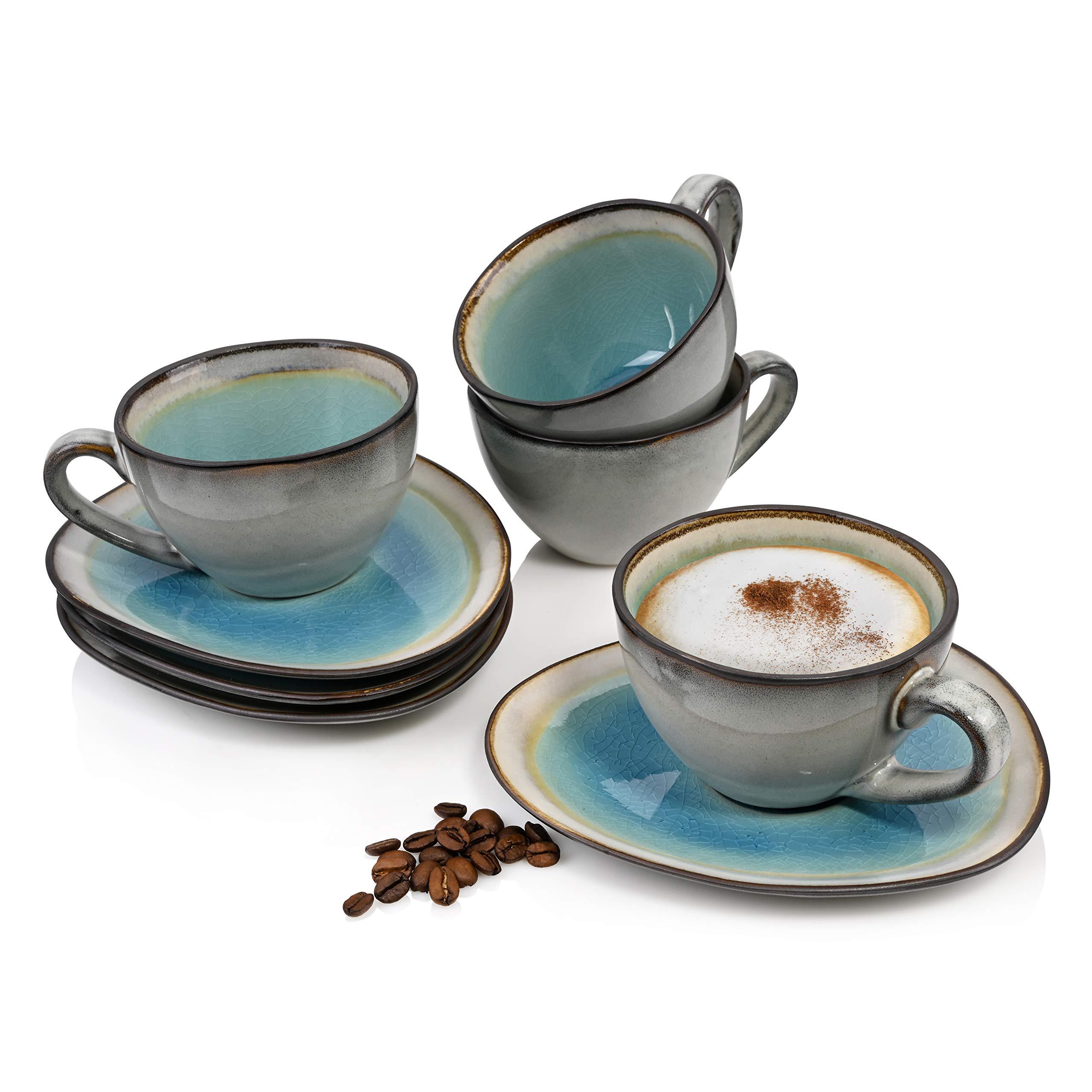Image of Sänger Coffee Mug Set Capri - 8-piece Stoneware In Turquoise |