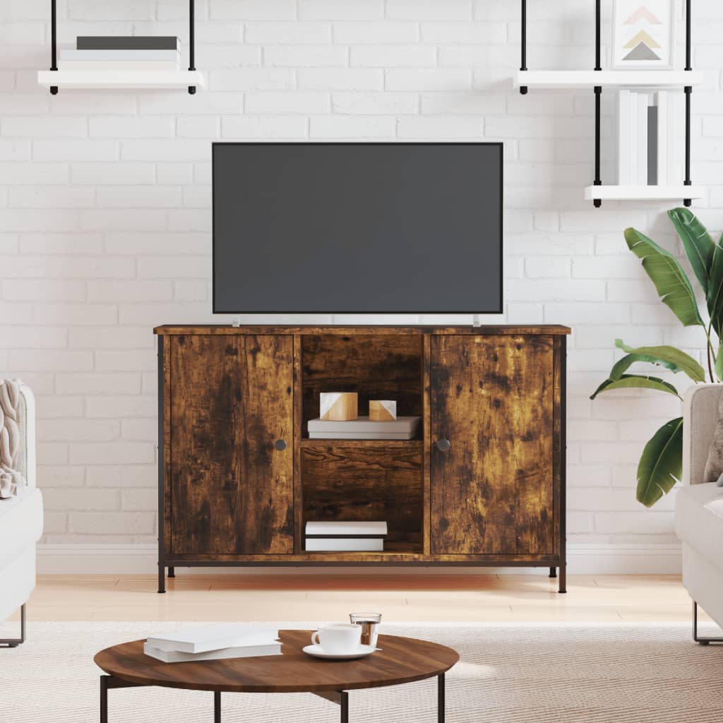 Vidaxl Tv Cabinet Smoked Oak 100x35x65 Cm Wood Material