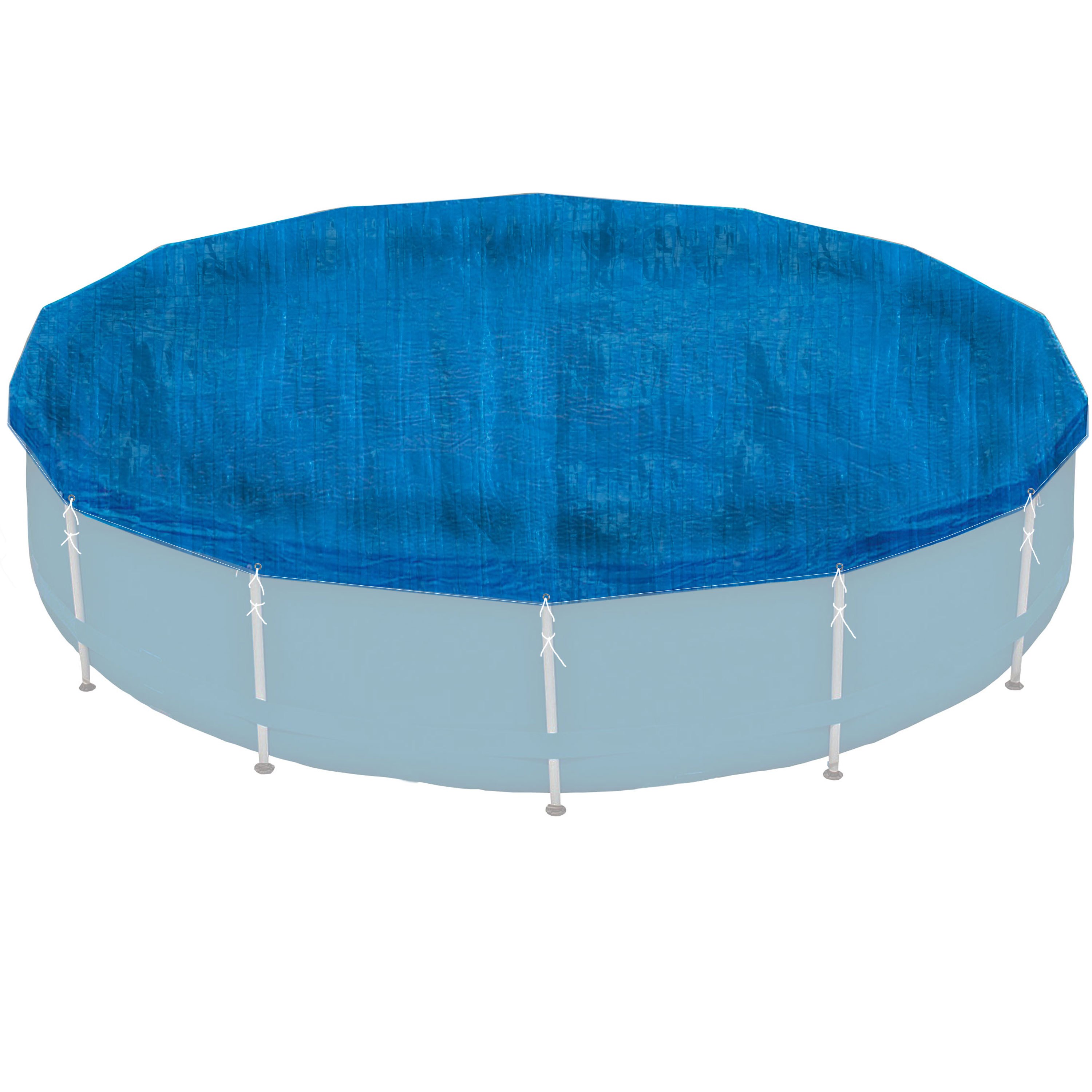 Image of Round Pool Cover For Ø366cm - With Ropes - 110g/m² Pe - Waterproof - Uv-stable Pool Cover Pool Cover Swimming Pool Family Pool Pool Accessories Paddling Pool