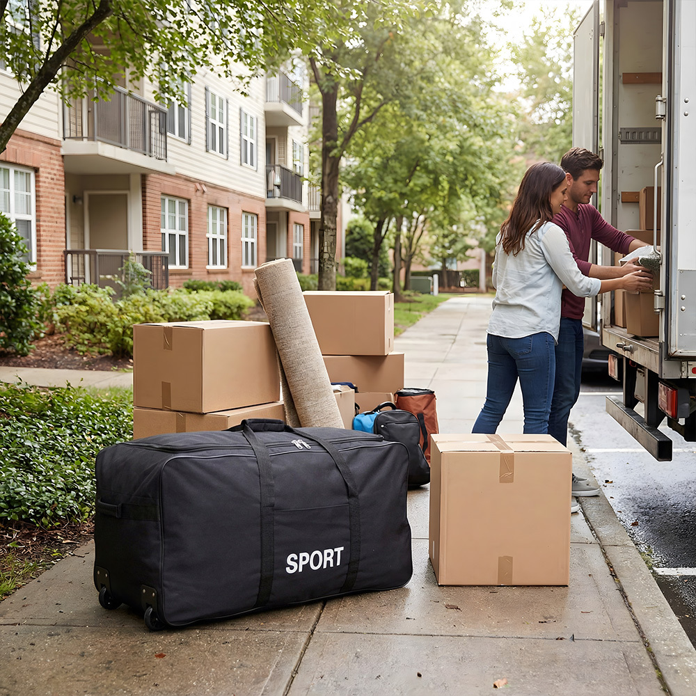 TEMU Large Capacity Moving Luggage Bag, Wheeled Oxford Cloth Packing Bag, Thick Storage Duffle Bag Ideal For , Travel, Home Organizing, Convenient