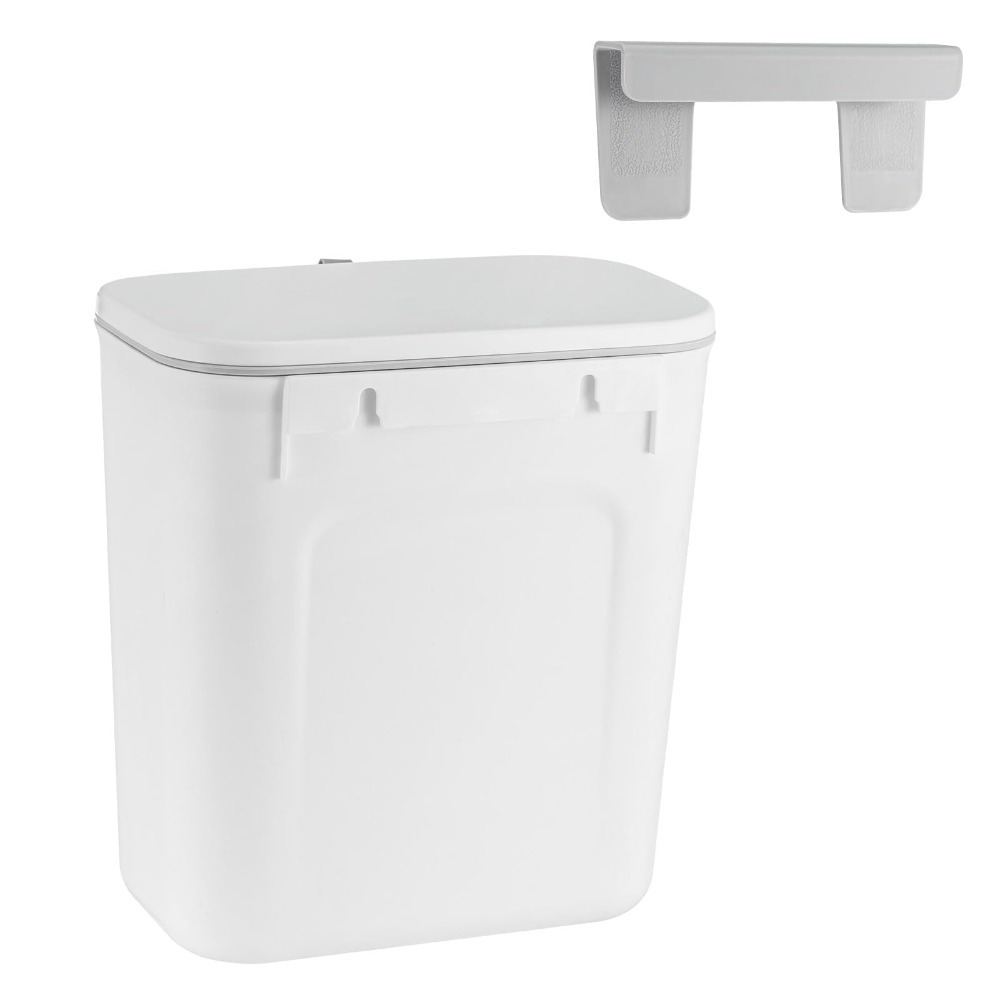 Hanging Trash Can With Lid, 9l Compost Bin For Kitchen – Kitchen Waste Bin For Hanging Or Sticking, Camping Trash Can For Motorhome, Bathroom & Bedroom