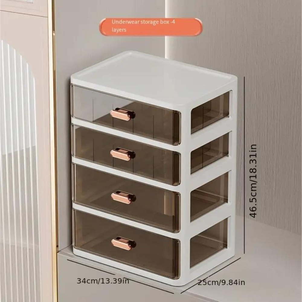 Stackable Bedside Storage Box with Four Compartments