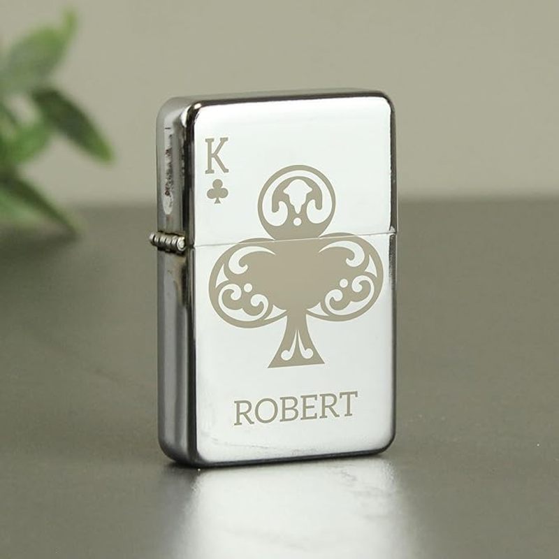 TEMU Personalised King Of Clubs Silver Petrol Lighter