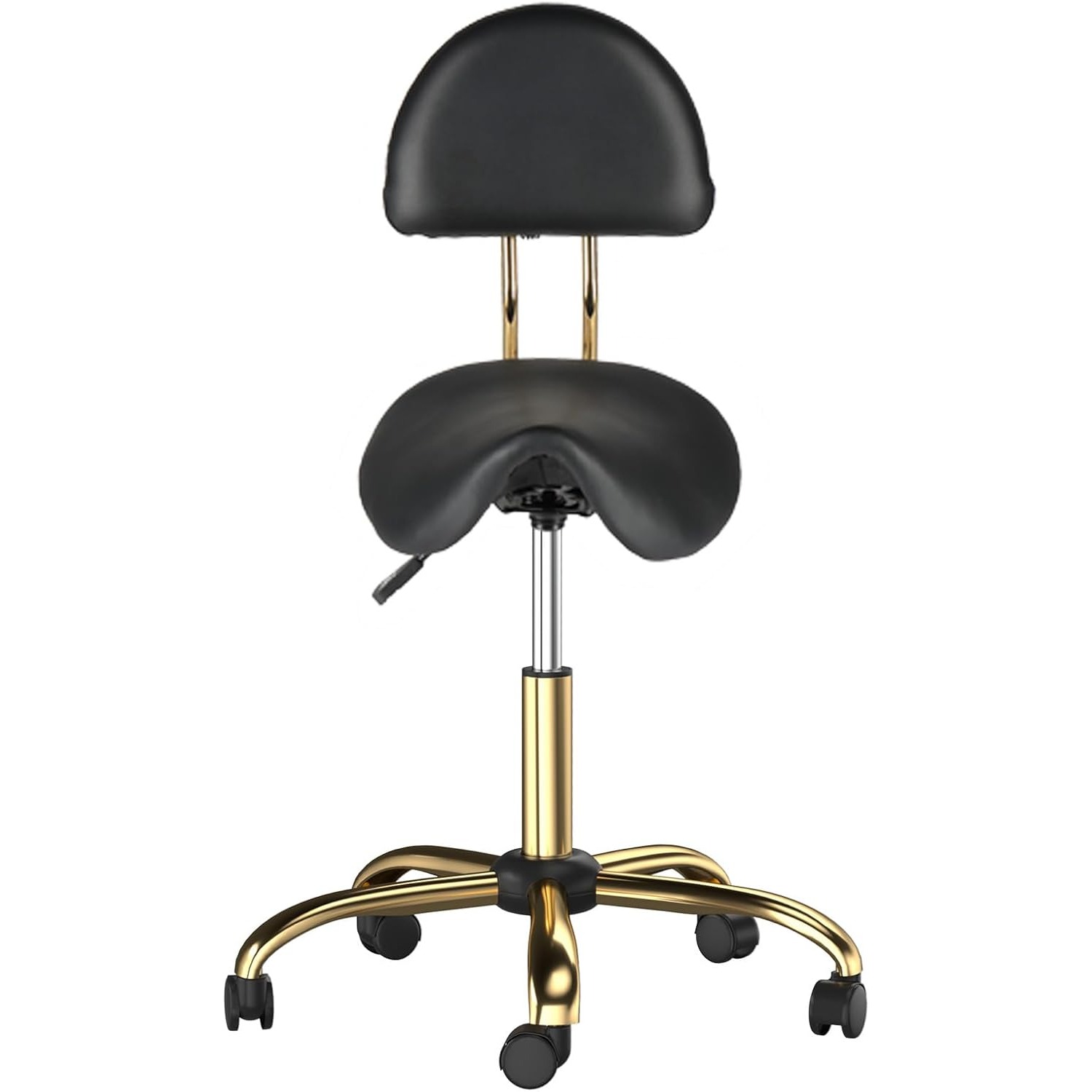 TEMU Bonnlo Tabouret roulettes Professionnel avec , Tabouret de Bureau Rotation à 360° et Hauteur Réglable 48-63 cm, Revêtement en PU, pour Salon de