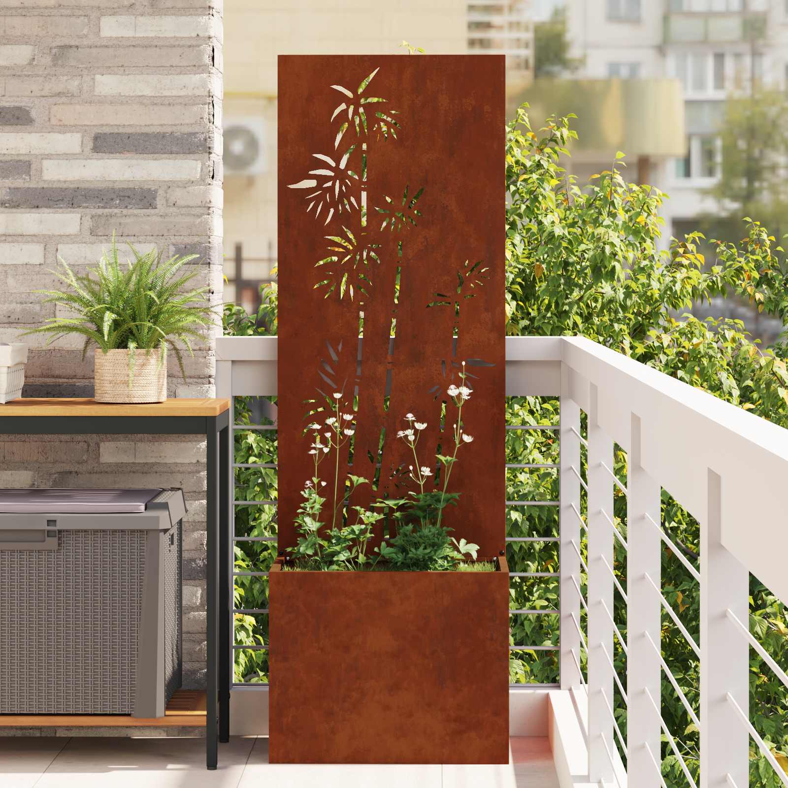 Image of Garden Privacy Screen Floral Rustic 50 X 32 X 150 Cm, Decorative Inserts, And Terrace Umbrellas, Privacy Fence, Landscape Panel, Decorative Room Divider